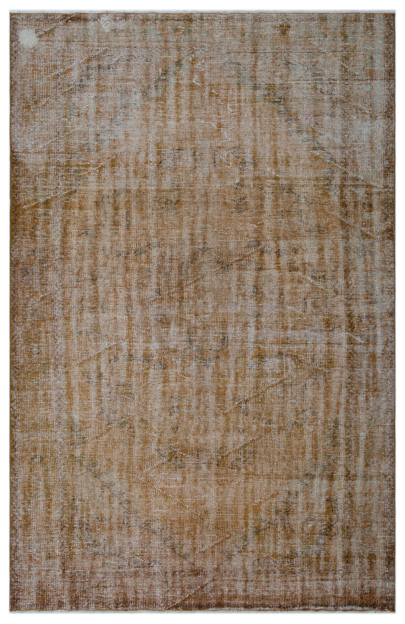 Brown Over Dyed Vintage Rug 6'2'' x 9'6'' ft 188 x 290 cm