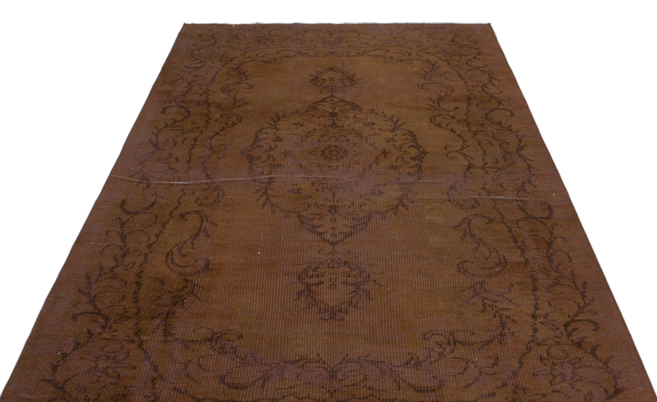 Brown Over Dyed Vintage Rug 5'5'' x 8'7'' ft 165 x 261 cm