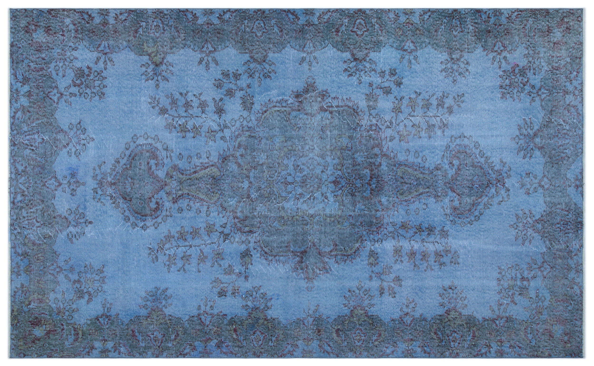 Blue Over Dyed Vintage Rug 5'6'' x 9'0'' ft 168 x 275 cm