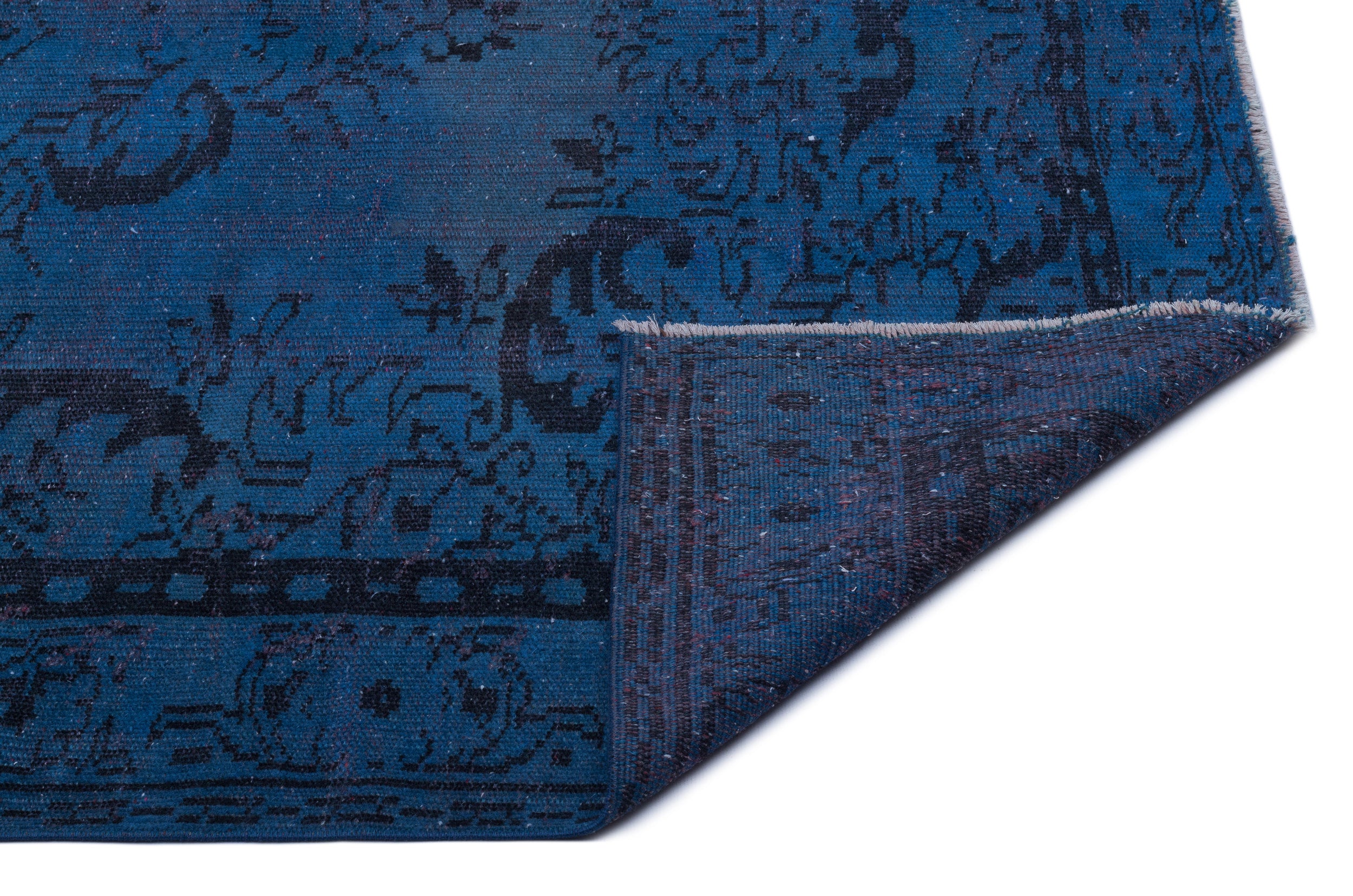 Blue Over Dyed Vintage Rug 5'4'' x 8'10'' ft 162 x 270 cm
