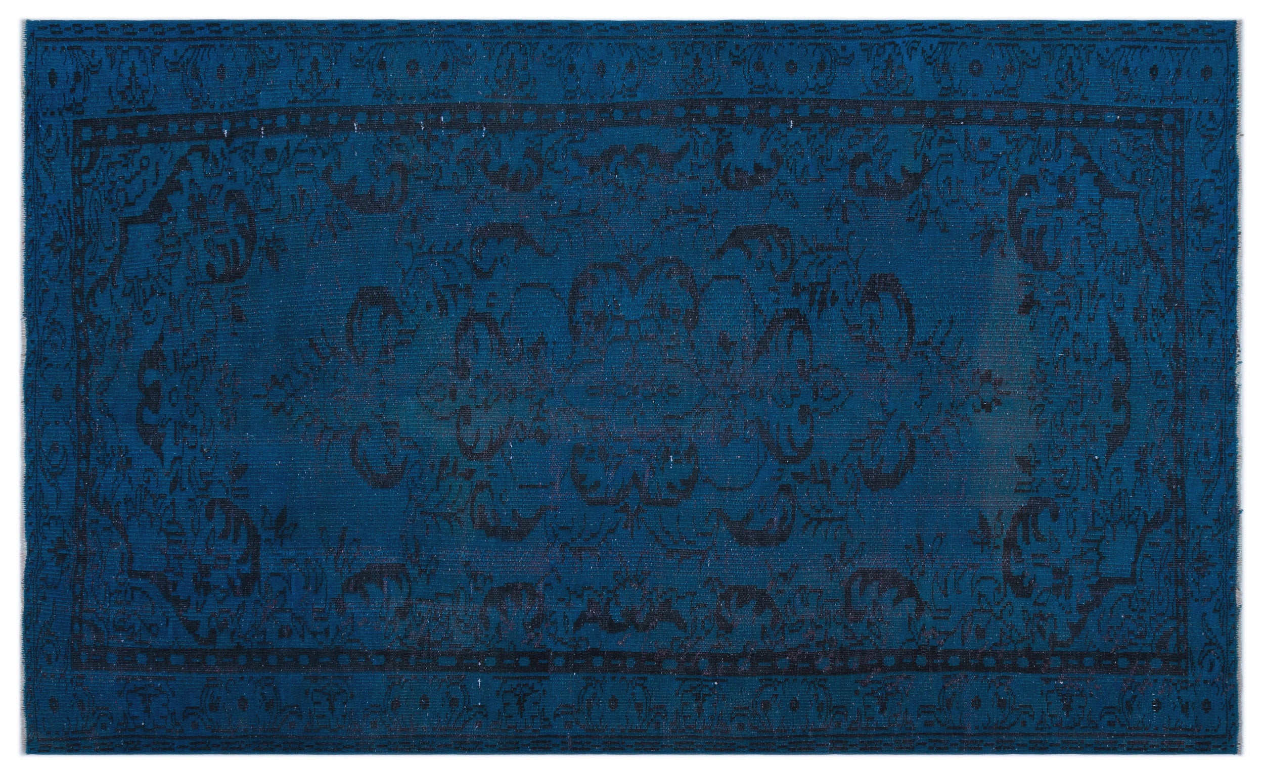 Blue Over Dyed Vintage Rug 5'4'' x 8'10'' ft 162 x 270 cm
