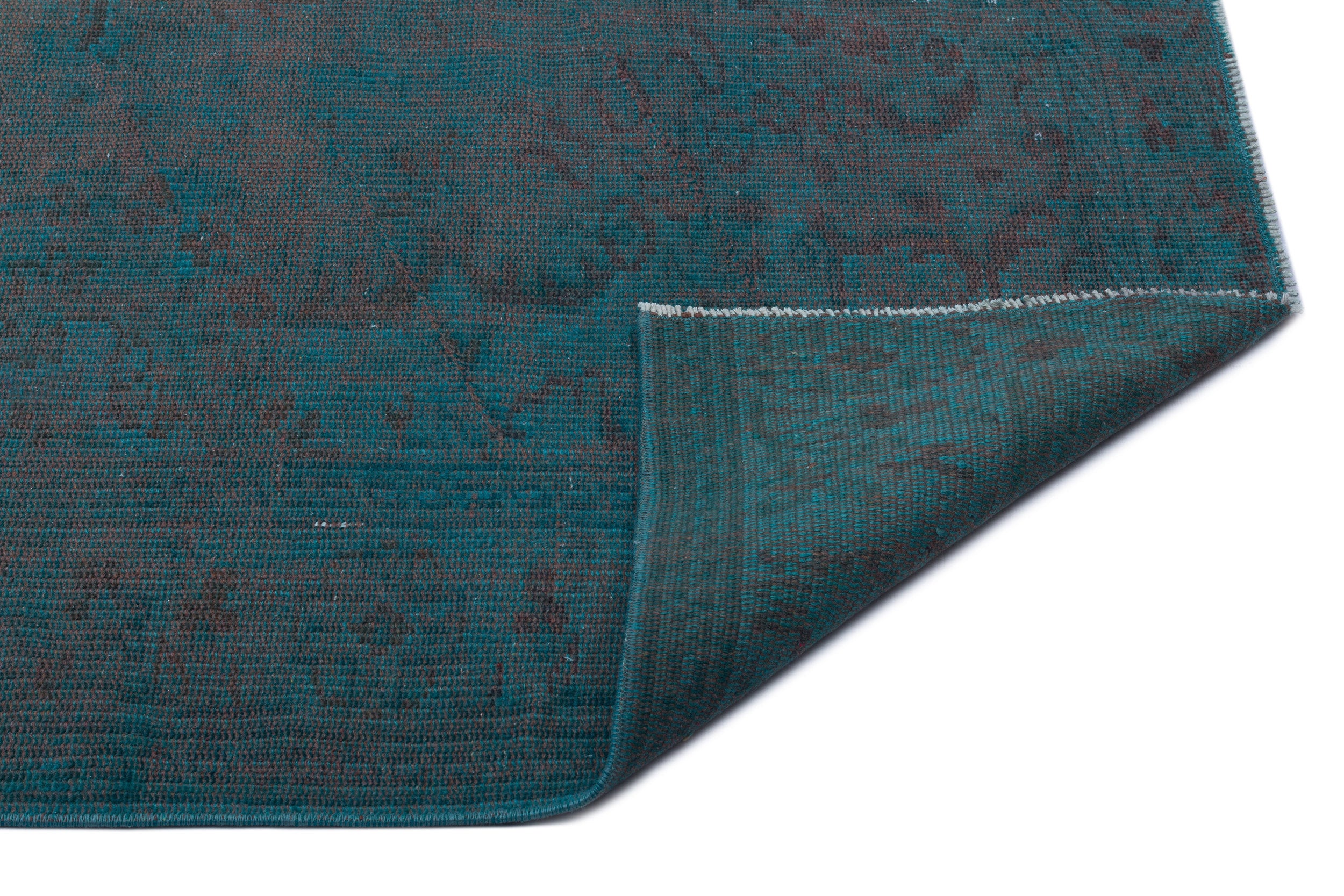 Turquoise Over Dyed Vintage Rug 5'6'' x 8'8'' ft 167 x 263 cm