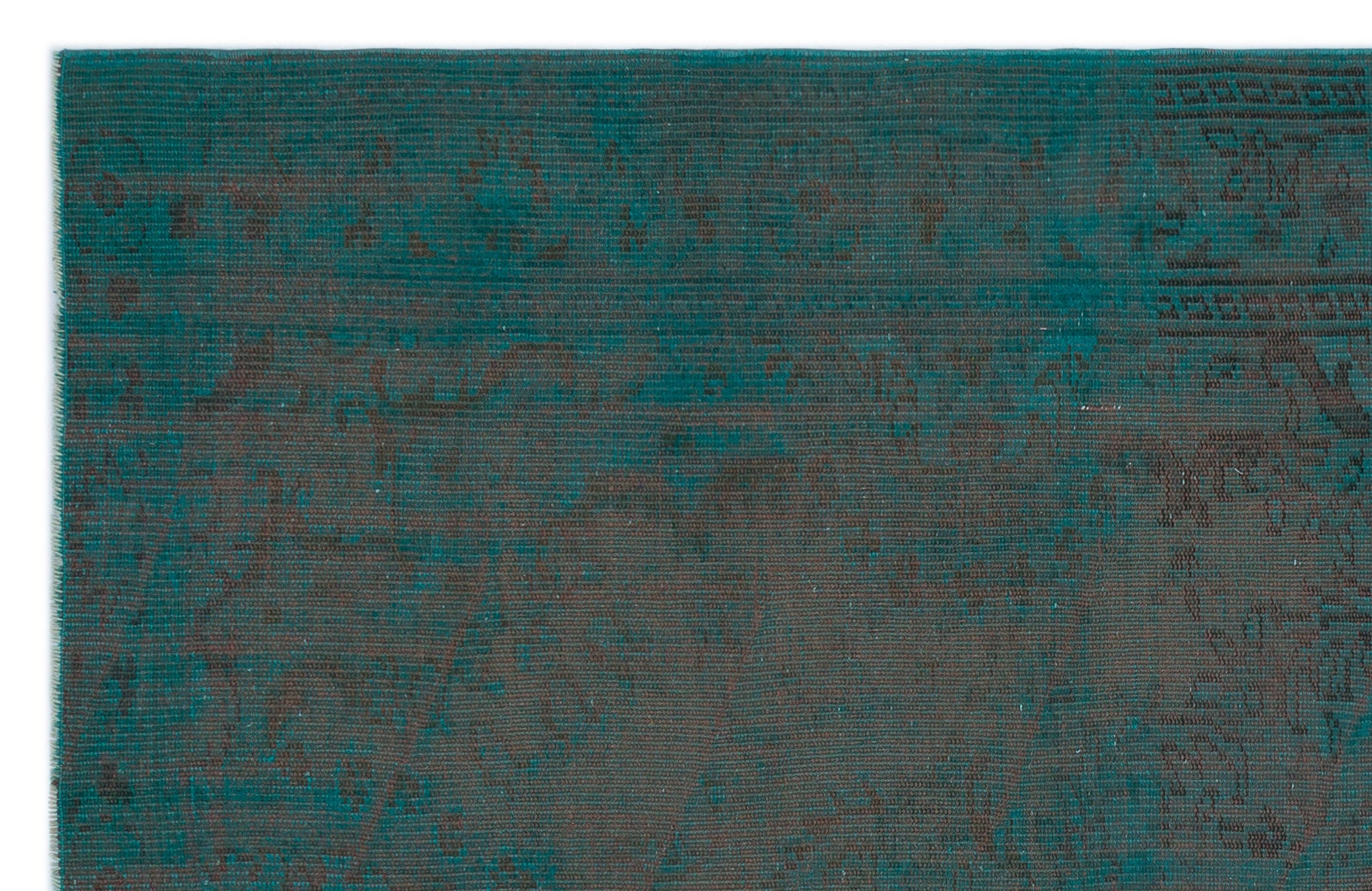 Turquoise Over Dyed Vintage Rug 5'6'' x 8'8'' ft 167 x 263 cm