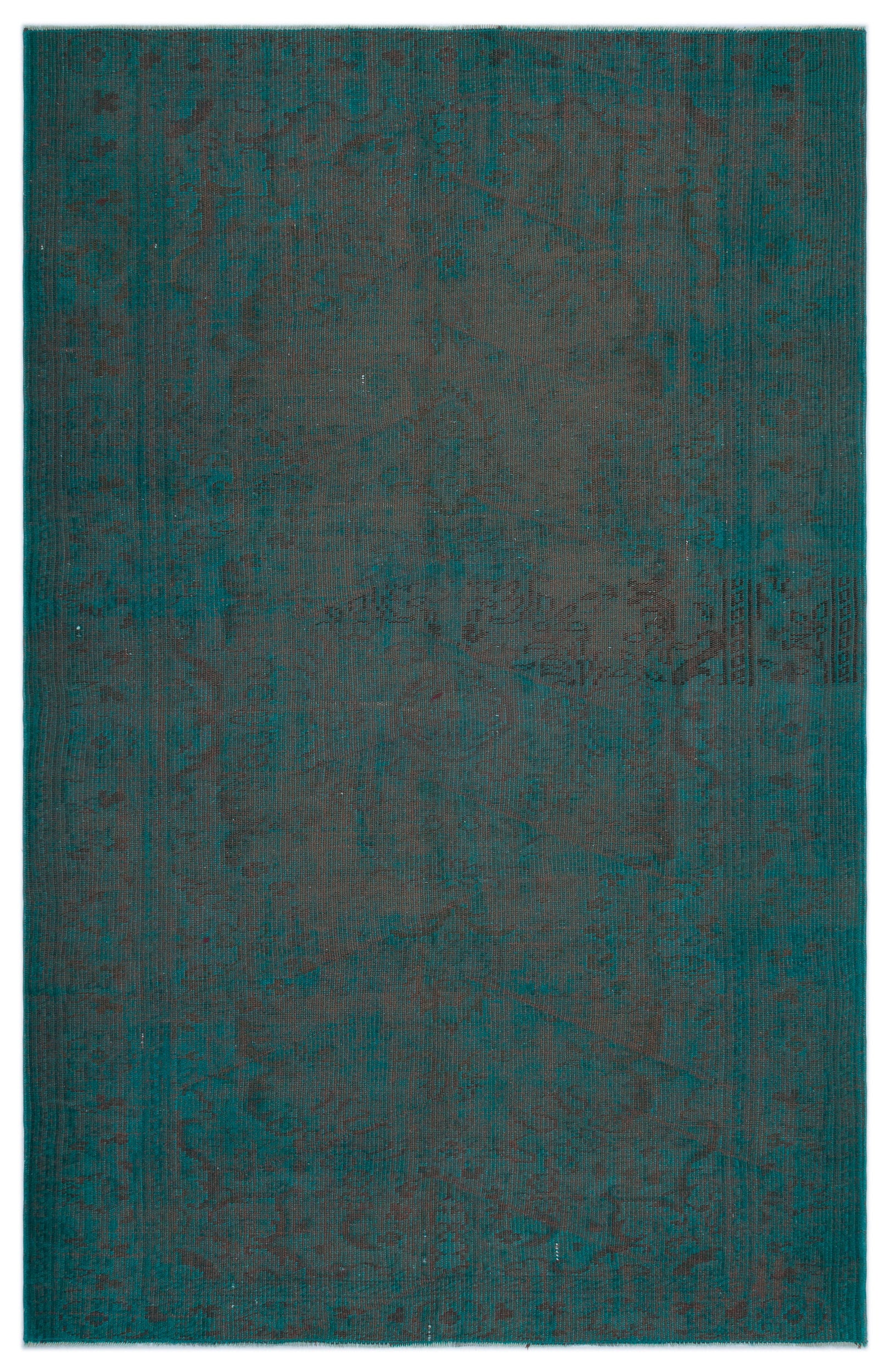 Turquoise Over Dyed Vintage Rug 5'6'' x 8'8'' ft 167 x 263 cm
