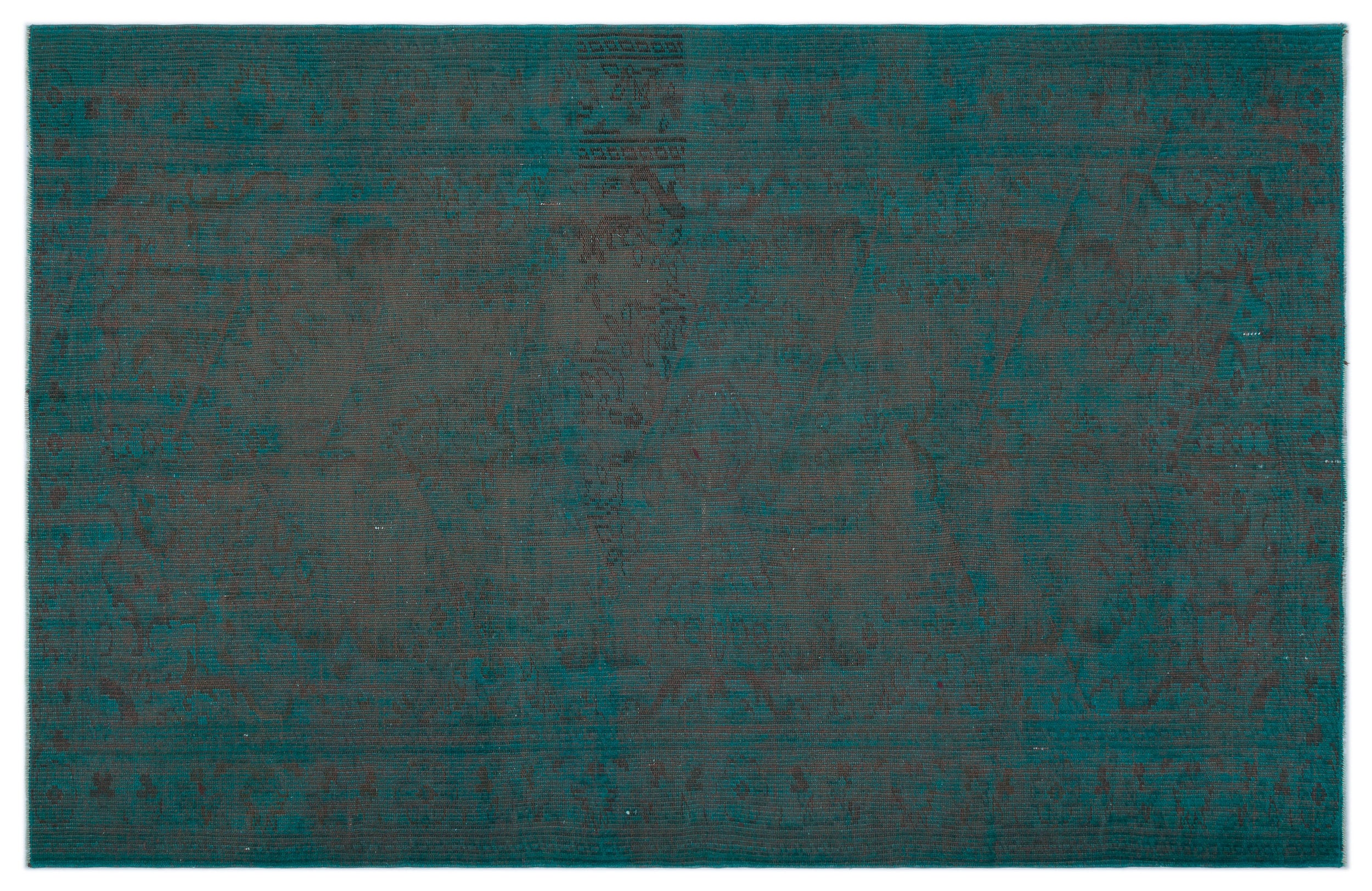Turquoise Over Dyed Vintage Rug 5'6'' x 8'8'' ft 167 x 263 cm