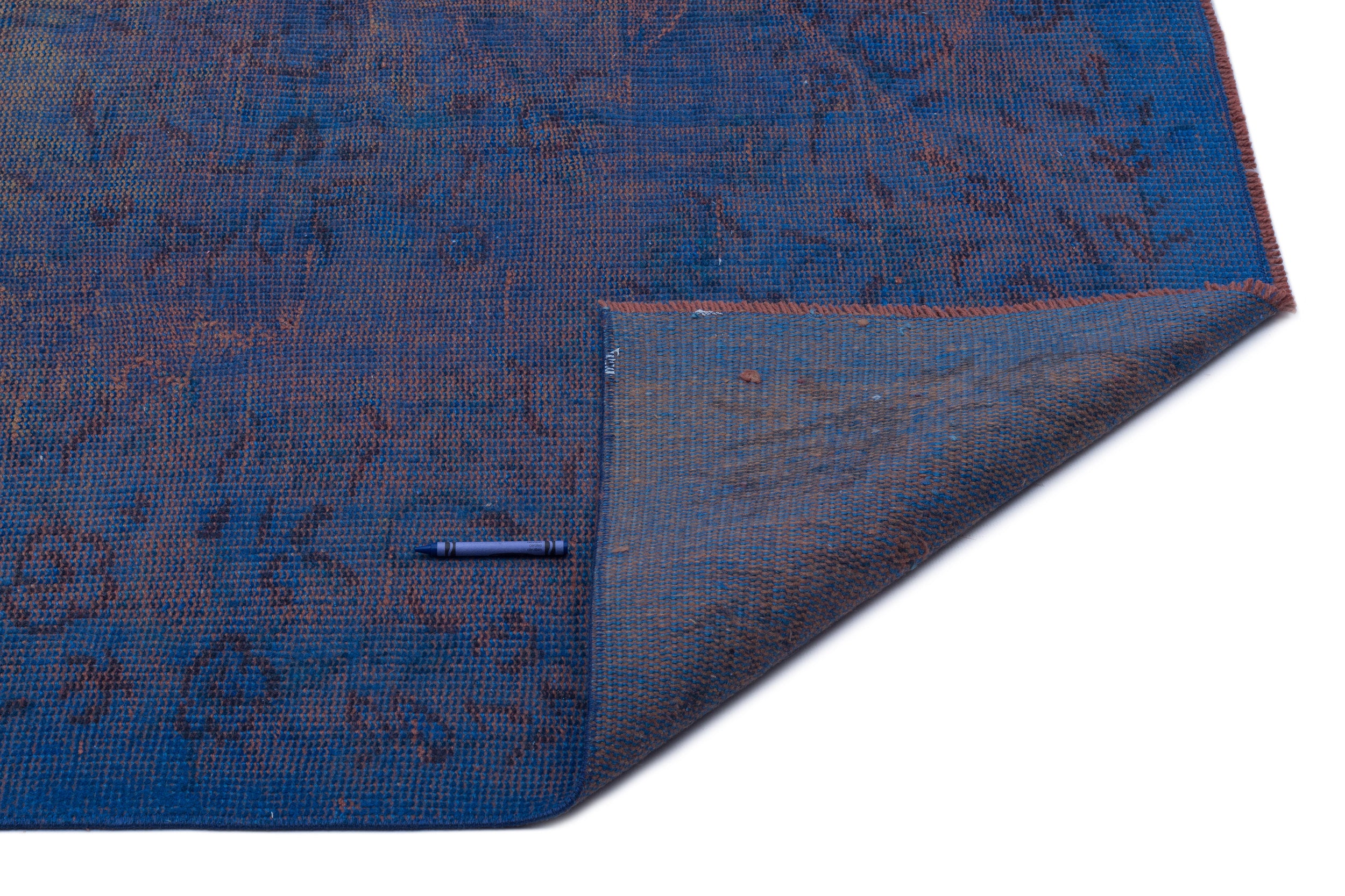 Blue Over Dyed Vintage Rug 5'6'' x 8'2'' ft 168 x 250 cm