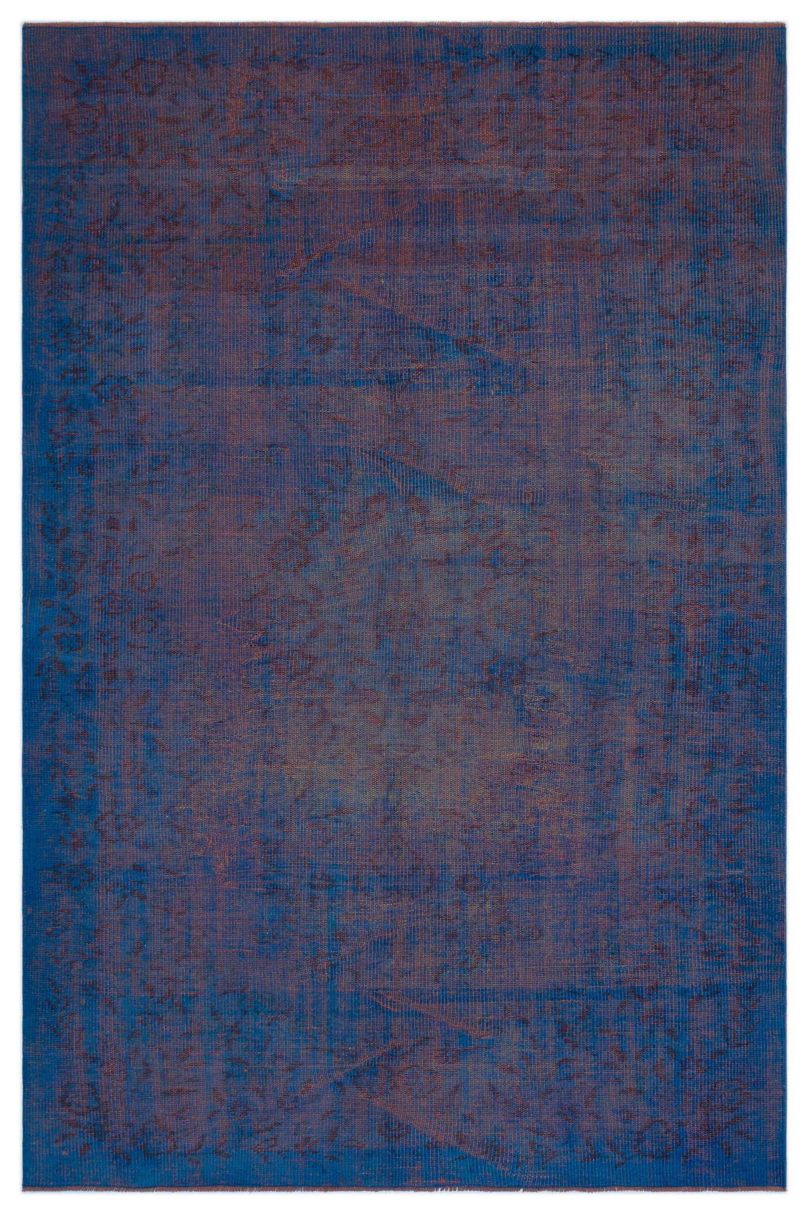 Blue Over Dyed Vintage Rug 5'6'' x 8'2'' ft 168 x 250 cm