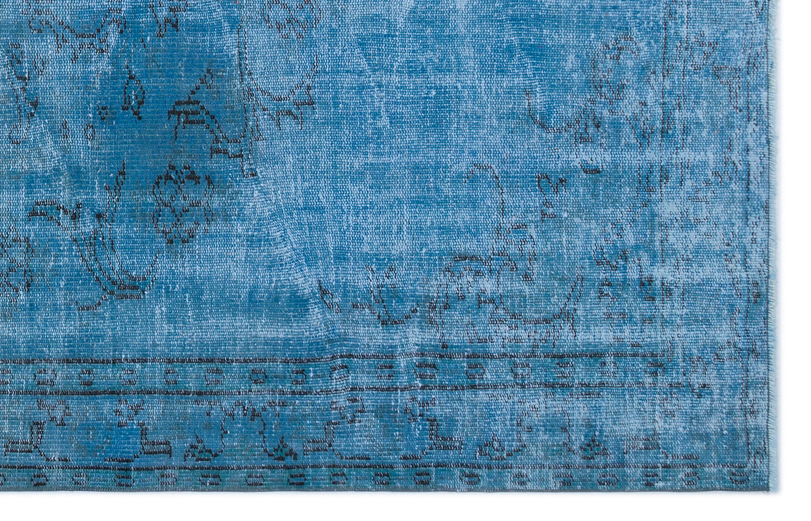 Turquoise Over Dyed Vintage Rug 4'10'' x 7'9'' ft 147 x 235 cm