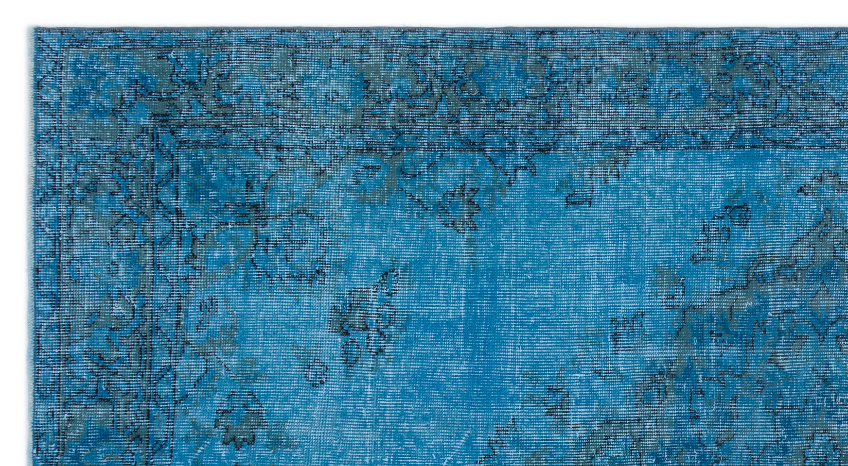 Turquoise Over Dyed Vintage Rug 4'4'' x 8'2'' ft 132 x 250 cm