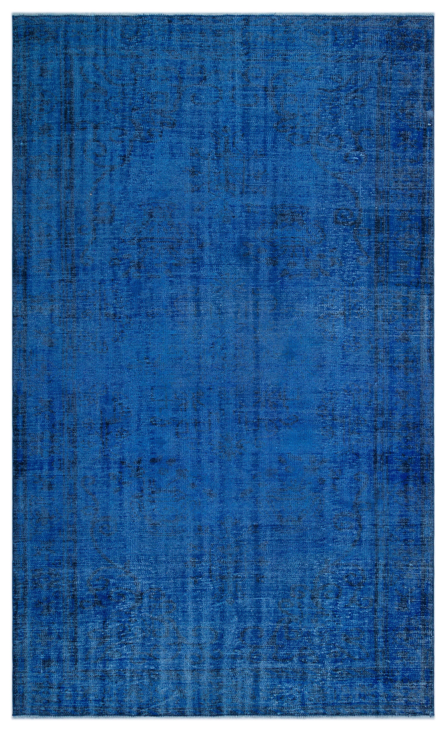 Blue Over Dyed Vintage Rug 5'7'' x 9'7'' ft 170 x 292 cm