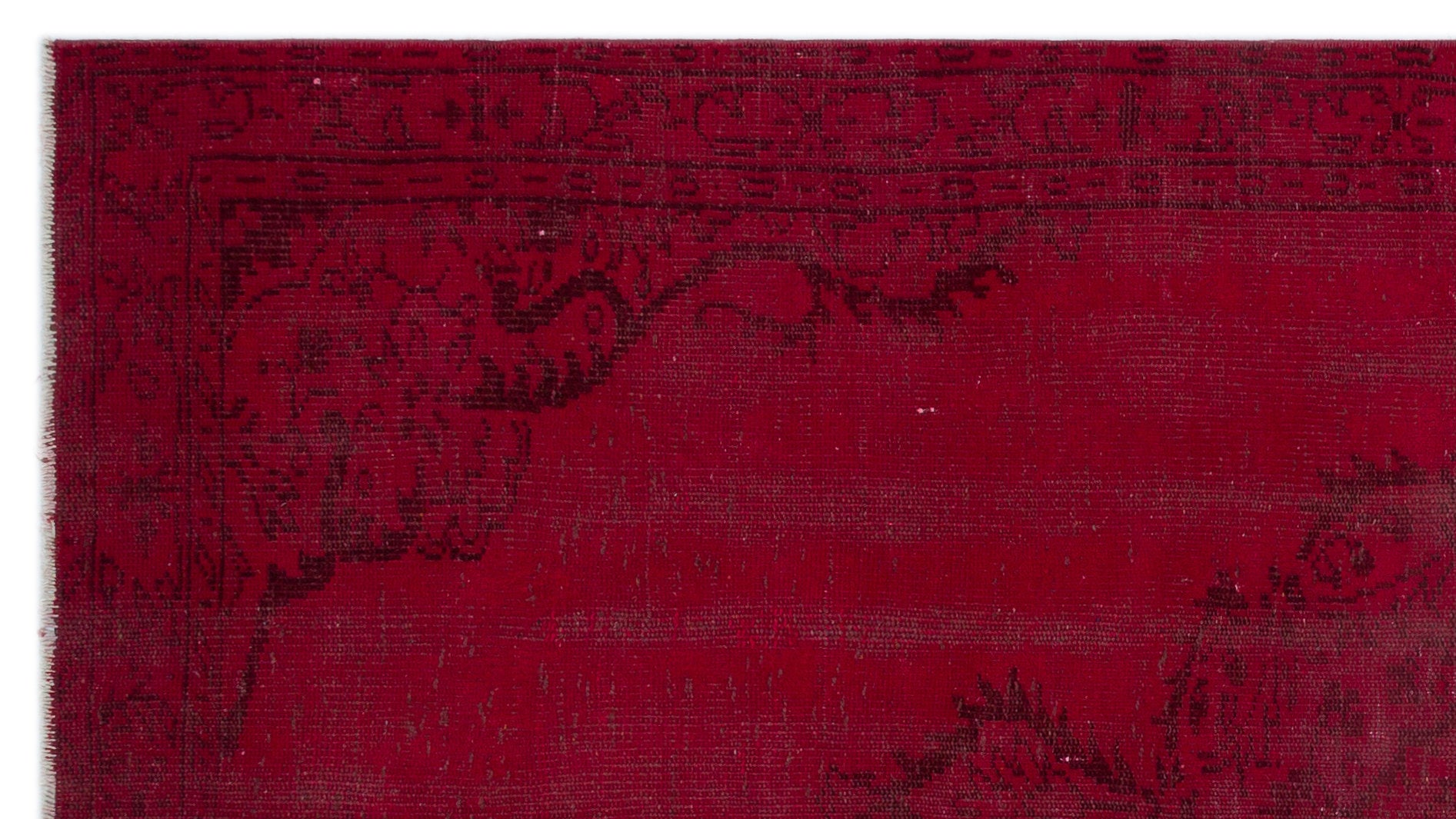 Red Over Dyed Vintage Rug 4'11'' x 8'11'' ft 150 x 273 cm