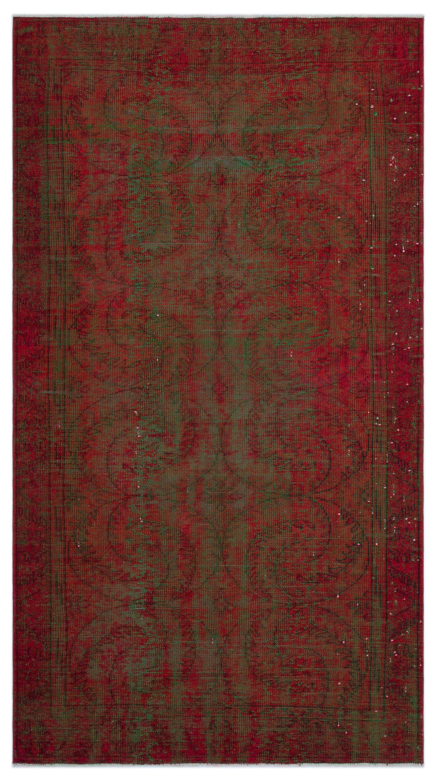 Red Over Dyed Vintage Rug 5'1'' x 9'5'' ft 156 x 286 cm