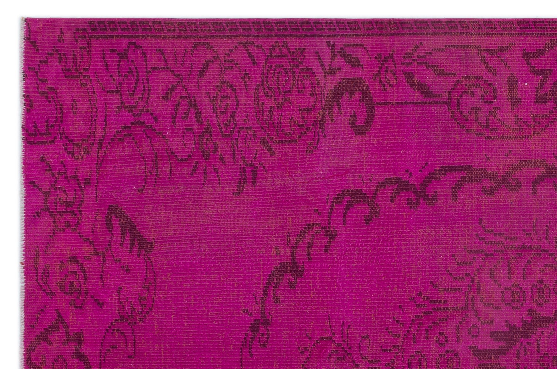 Fuchsia Over Dyed Vintage Rug 5'5'' x 8'3'' ft 164 x 251 cm