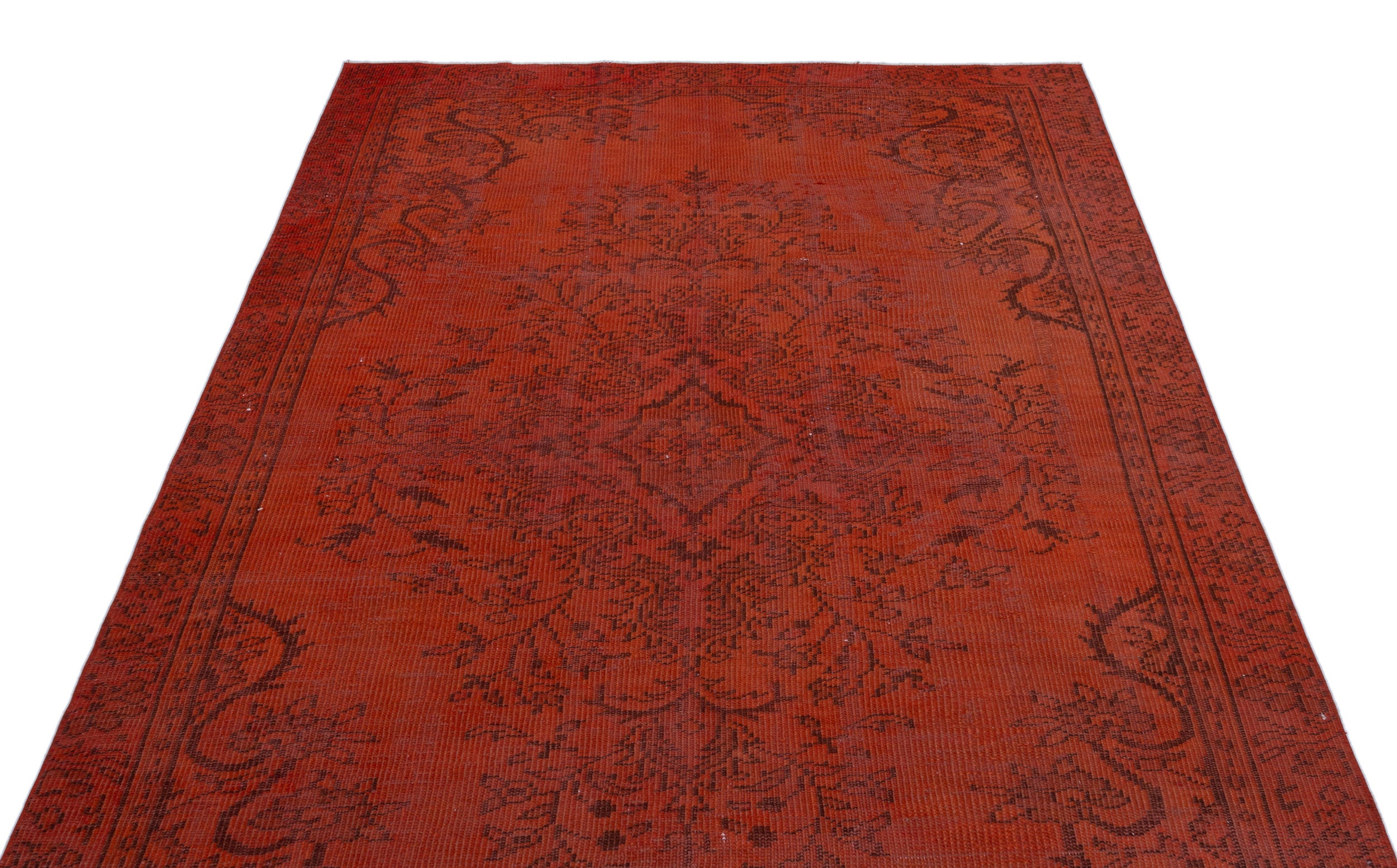 Orange Over Dyed Vintage Rug 5'3'' x 9'2'' ft 160 x 280 cm