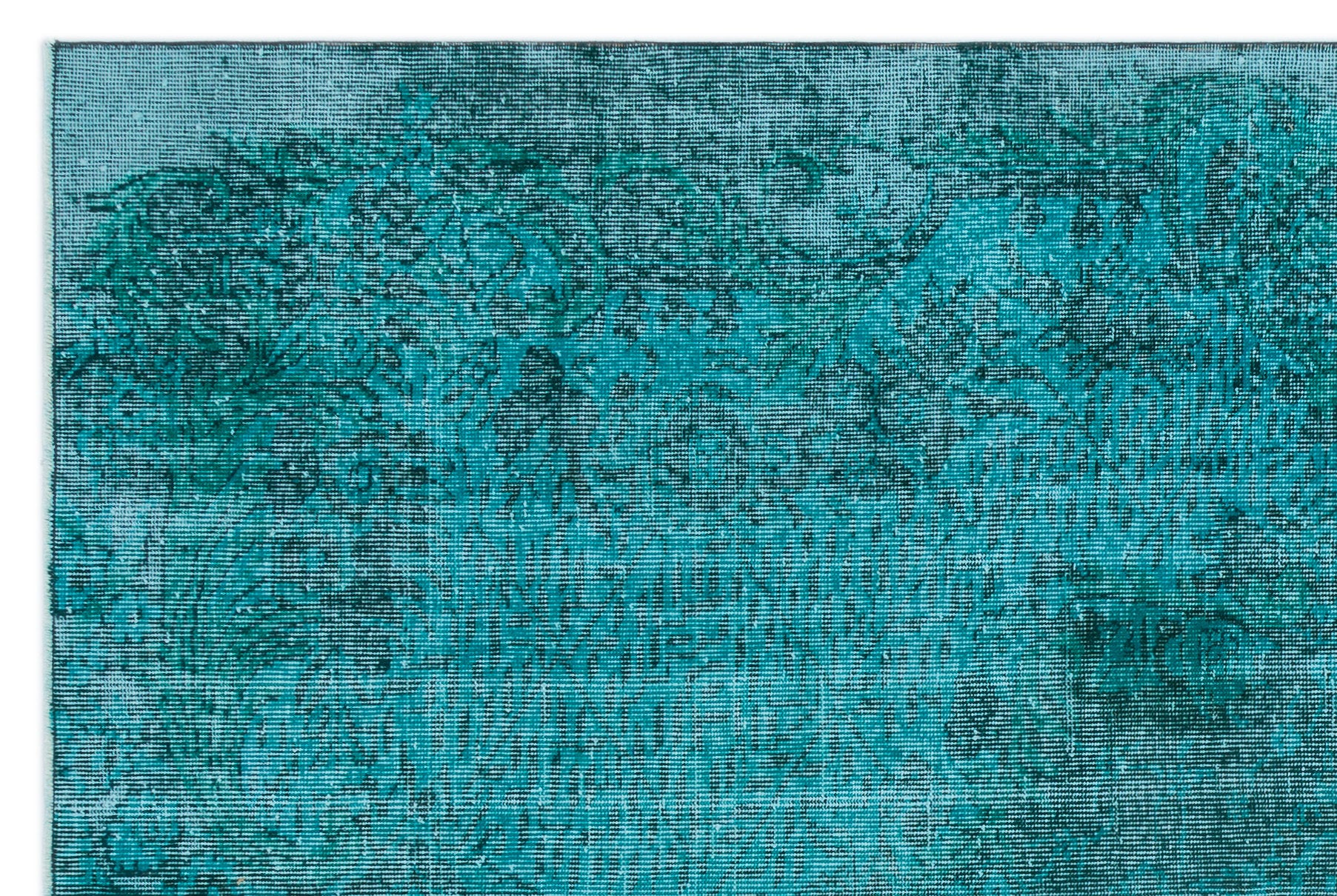 Turquoise Over Dyed Vintage Rug 5'7'' x 8'7'' ft 169 x 261 cm