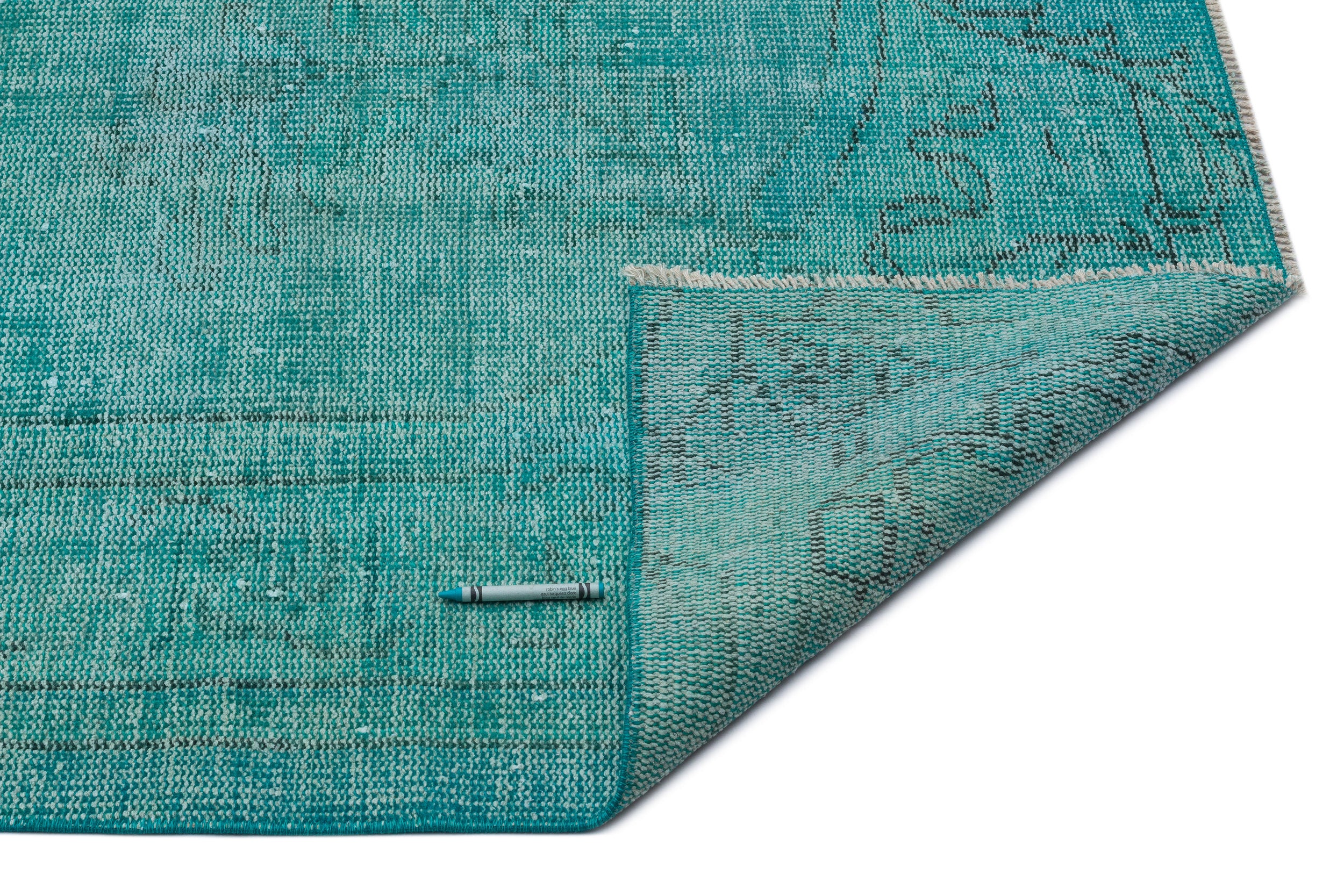 Turquoise Over Dyed Vintage Rug 5'8'' x 8'0'' ft 172 x 244 cm