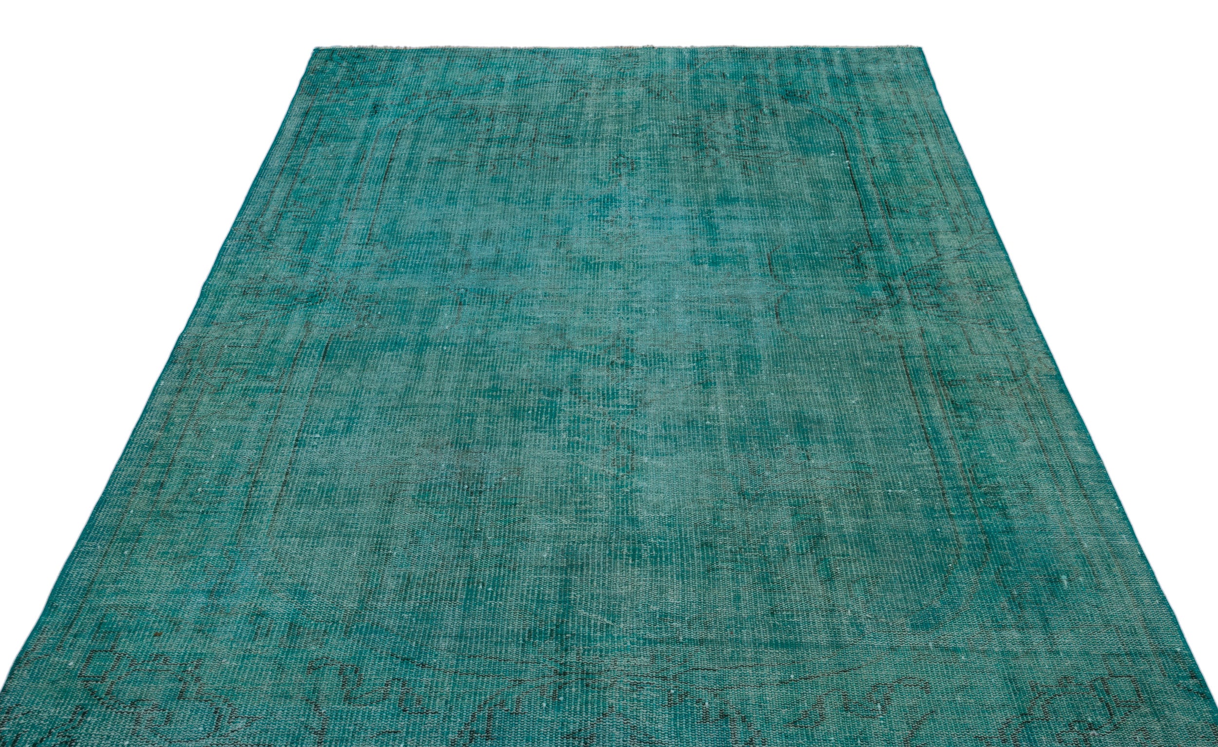 Turquoise Over Dyed Vintage Rug 5'8'' x 8'0'' ft 172 x 244 cm