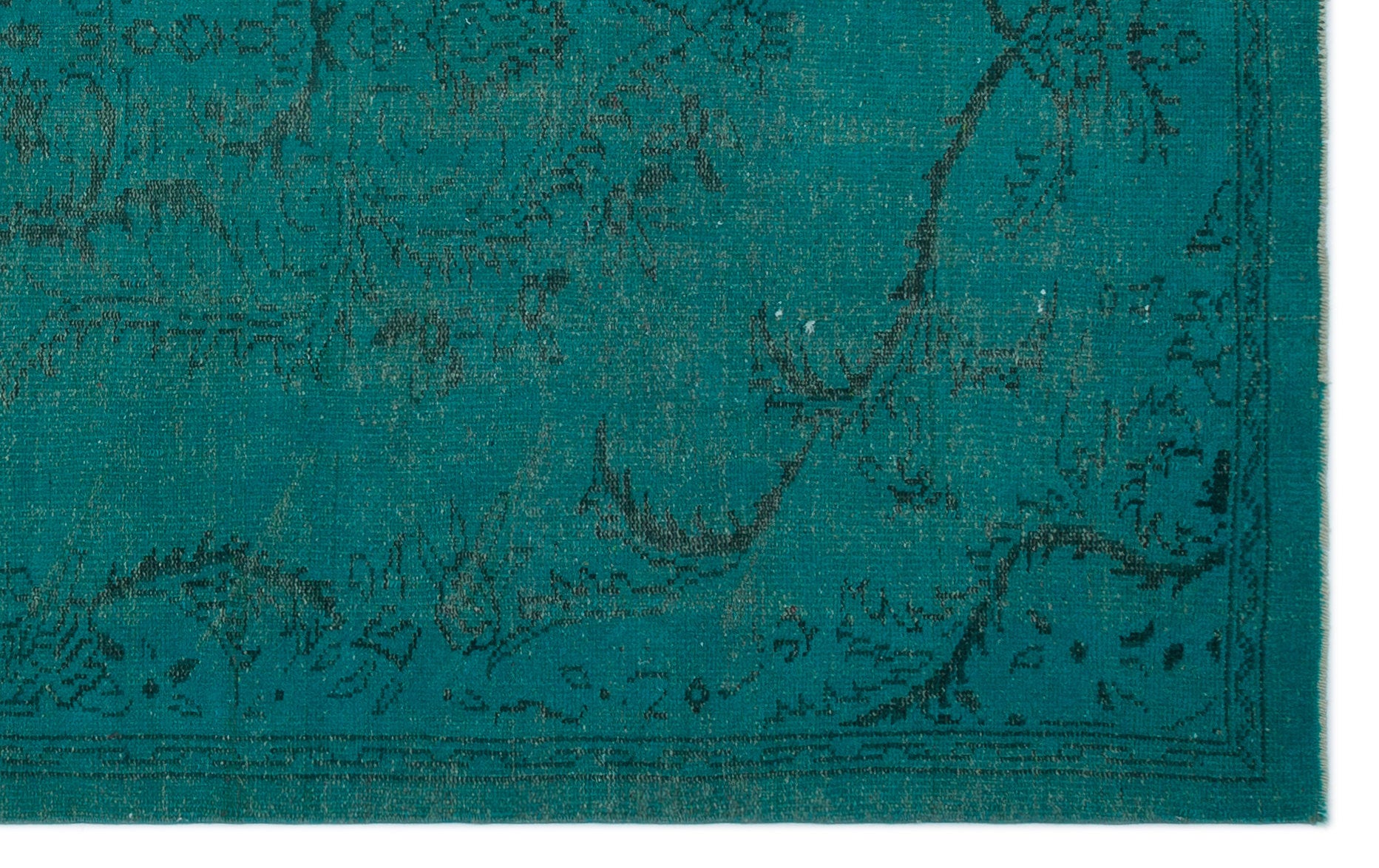 Turquoise Over Dyed Vintage Rug 5'5'' x 8'8'' ft 164 x 265 cm