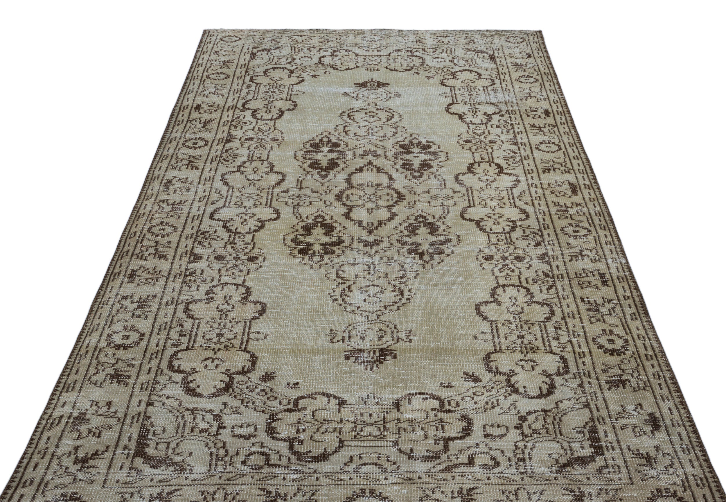 Beige Over Dyed Vintage Rug 5'1'' x 8'11'' ft 156 x 271 cm
