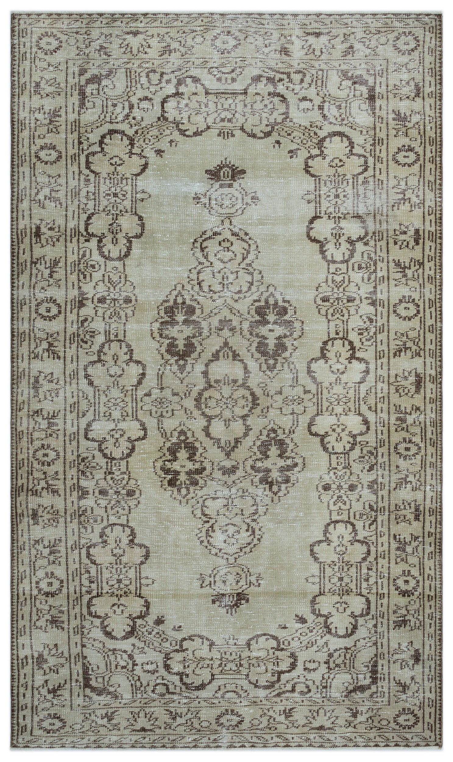 Beige Over Dyed Vintage Rug 5'1'' x 8'11'' ft 156 x 271 cm