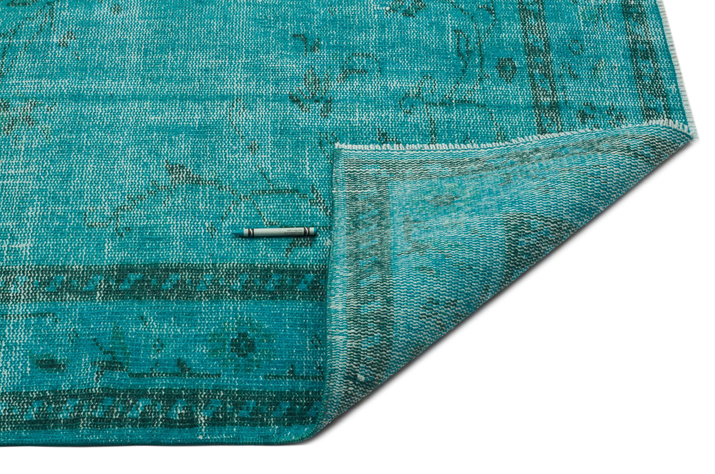 Turquoise Over Dyed Vintage Rug 5'4'' x 8'9'' ft 163 x 267 cm