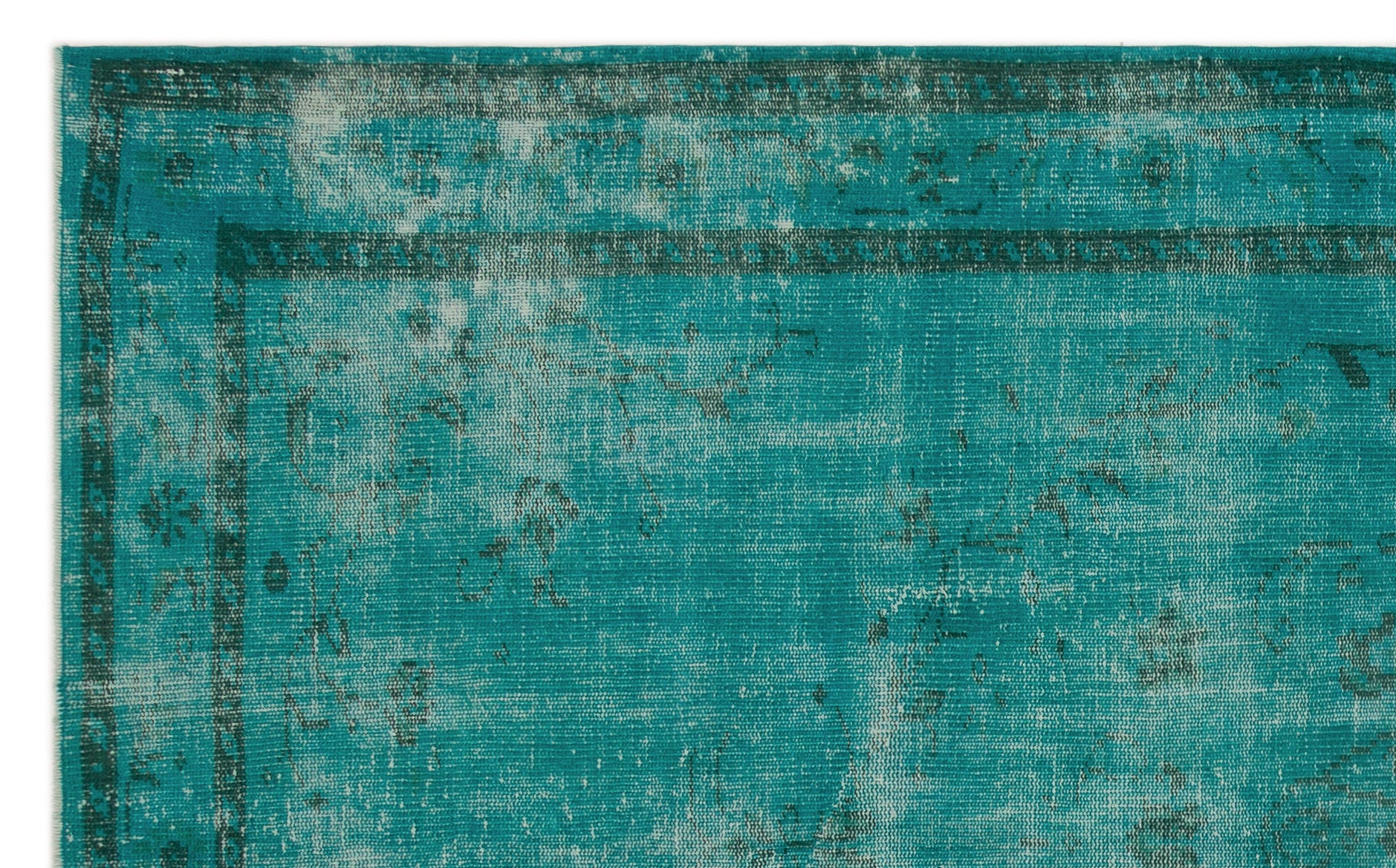 Turquoise Over Dyed Vintage Rug 5'4'' x 8'9'' ft 163 x 267 cm