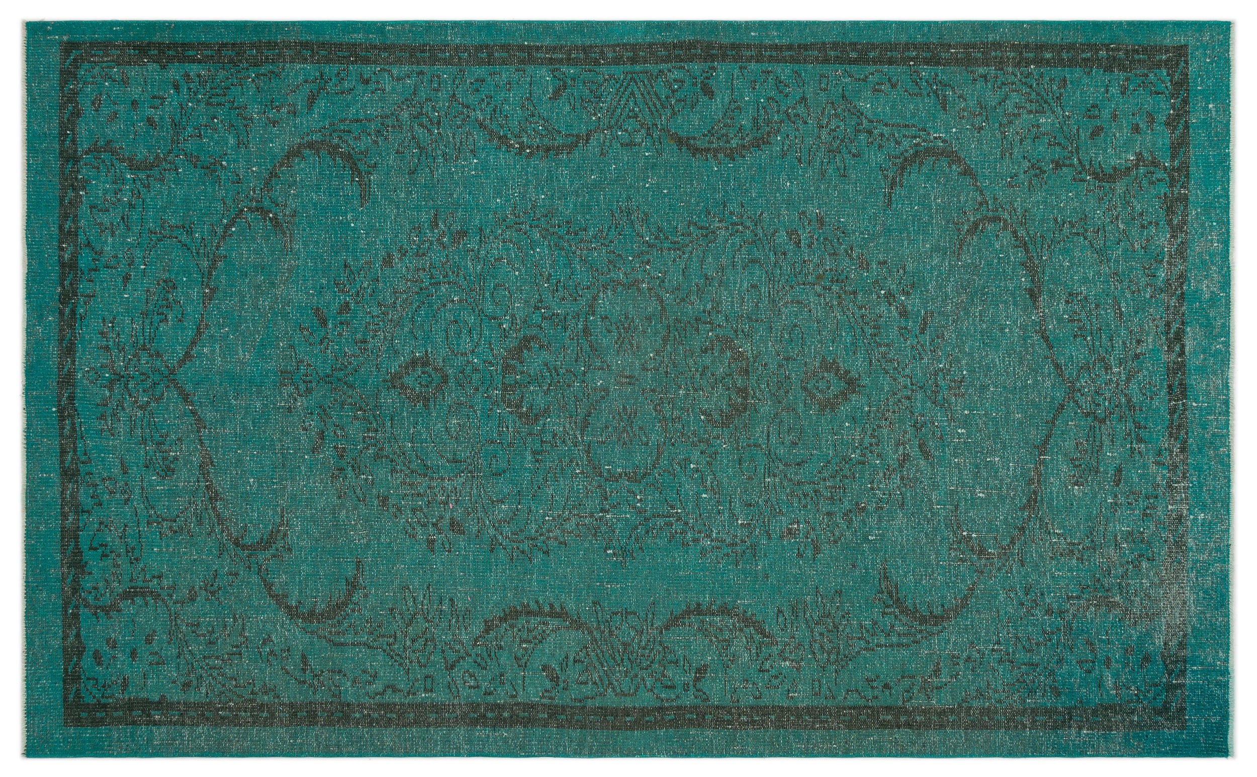 Turquoise Over Dyed Vintage Rug 5'3'' x 8'7'' ft 160 x 262 cm