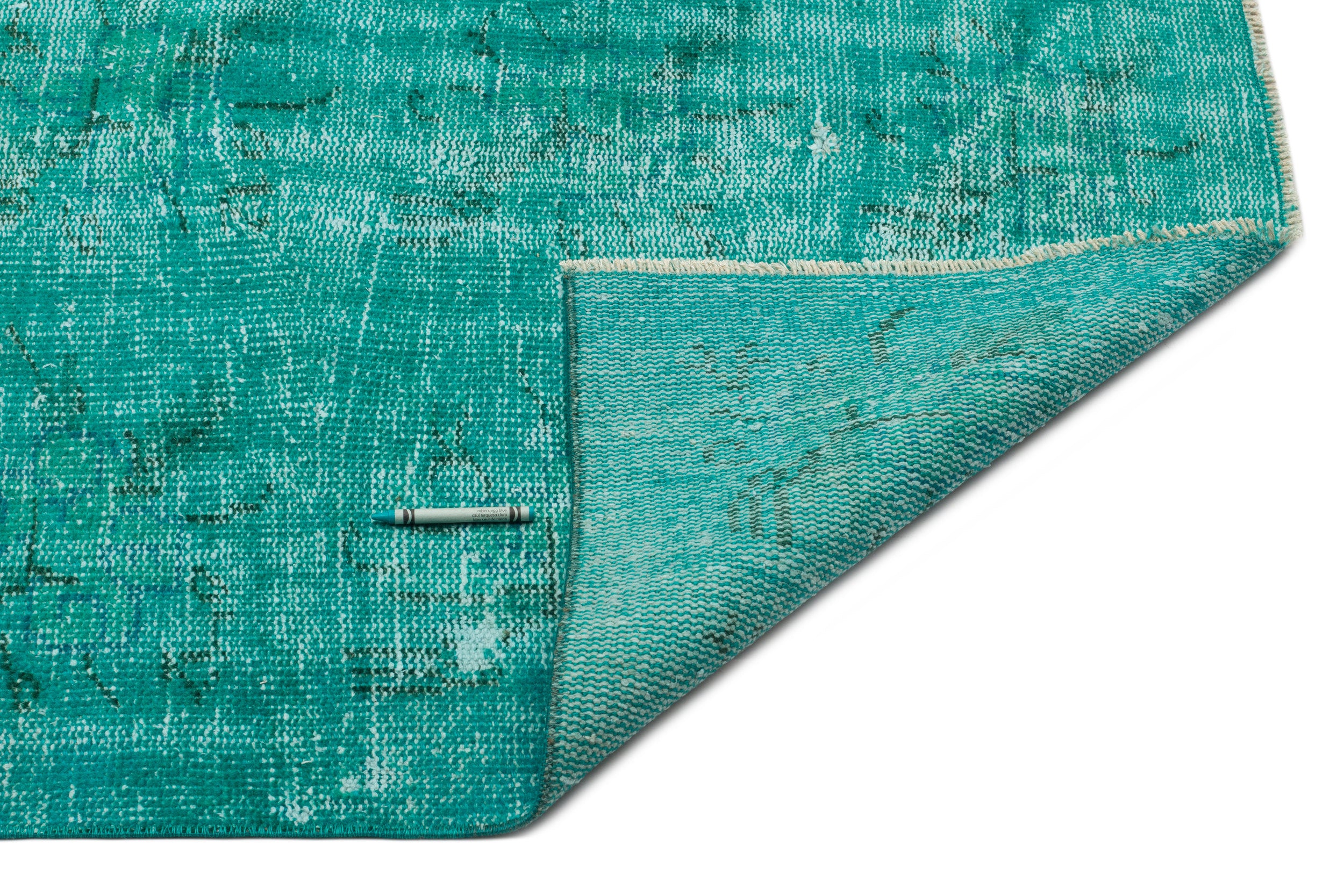 Turquoise Over Dyed Vintage Rug 6'1'' x 9'7'' ft 186 x 291 cm