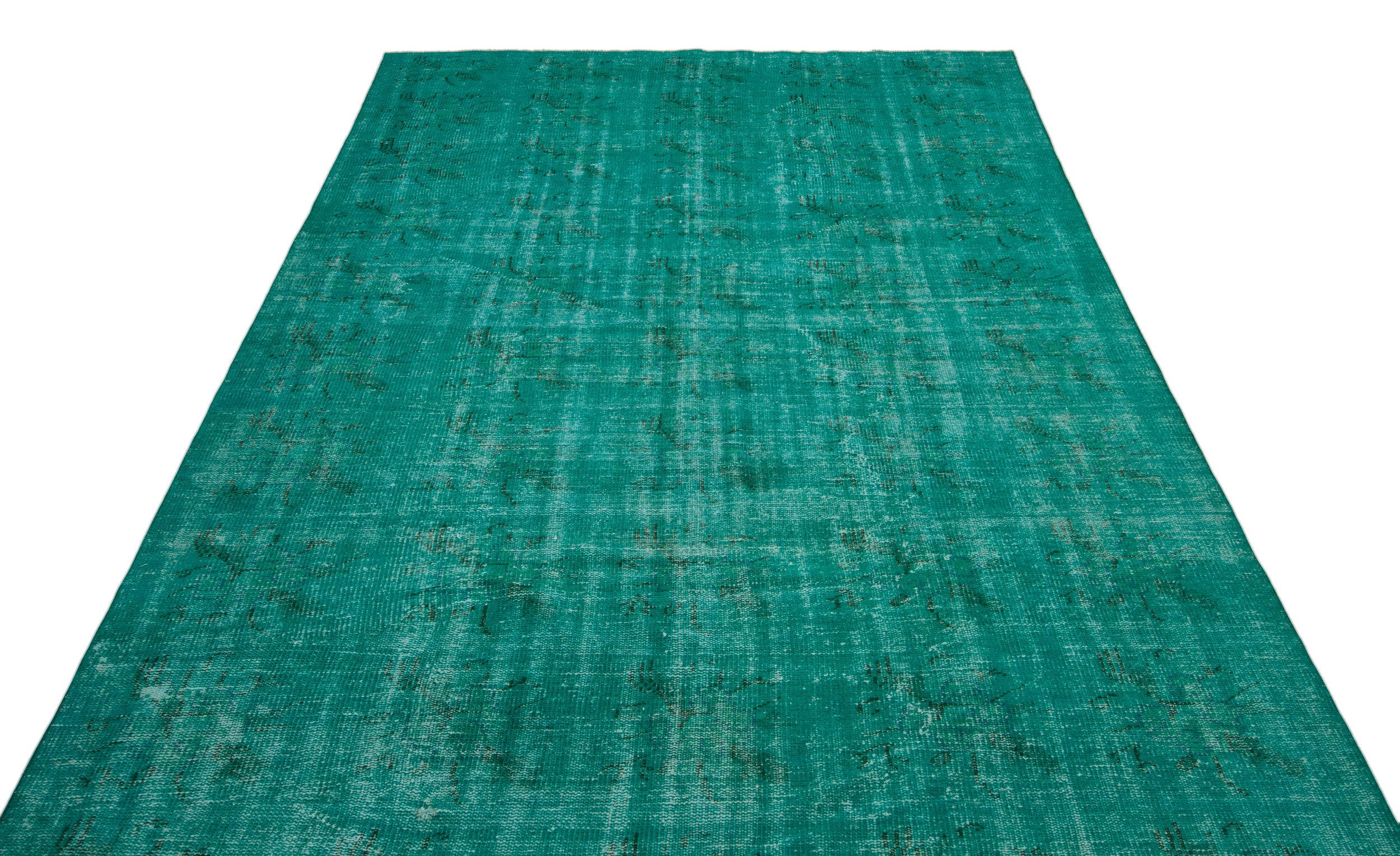 Turquoise Over Dyed Vintage Rug 6'1'' x 9'7'' ft 186 x 291 cm