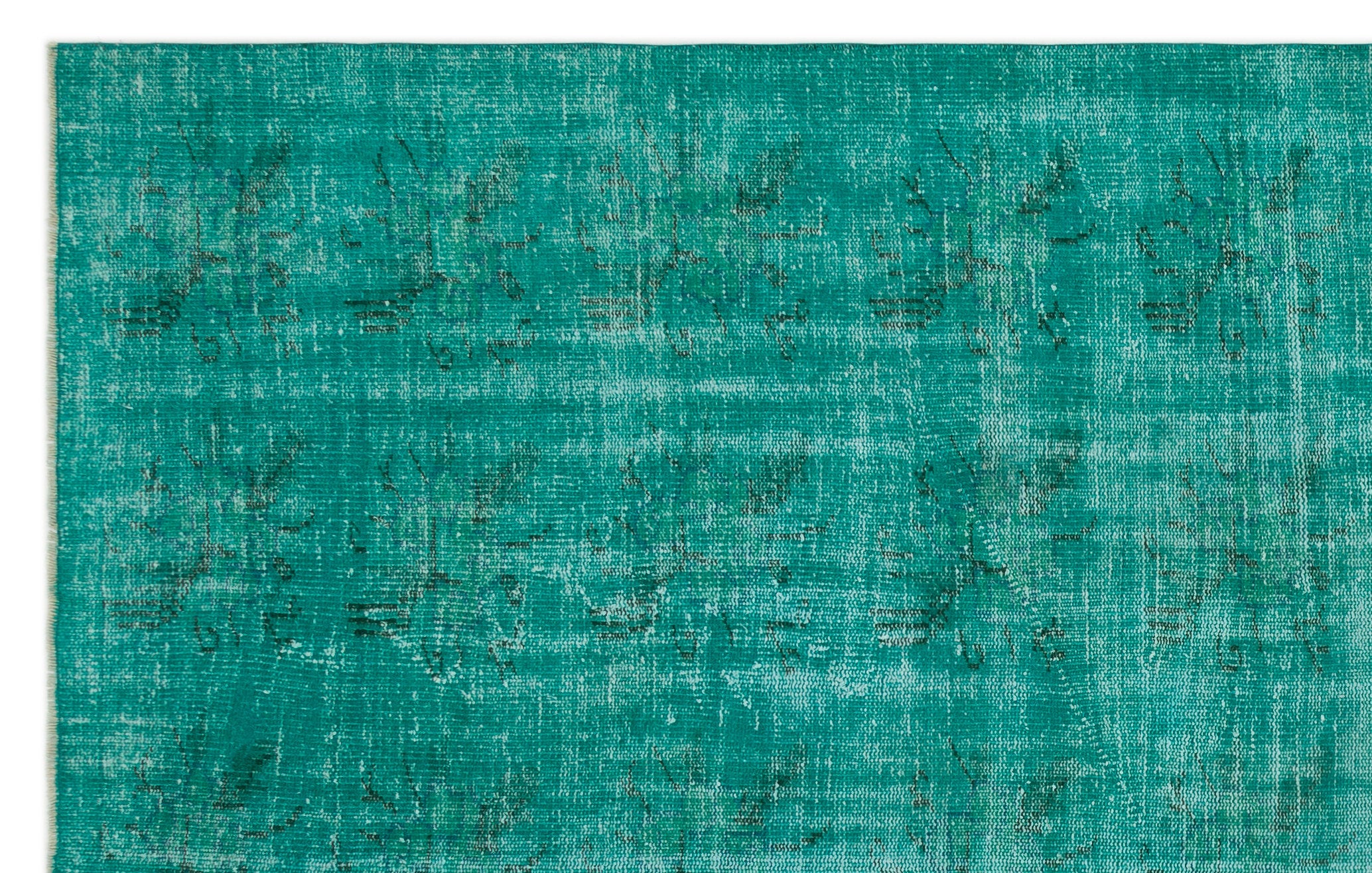 Turquoise Over Dyed Vintage Rug 6'1'' x 9'7'' ft 186 x 291 cm