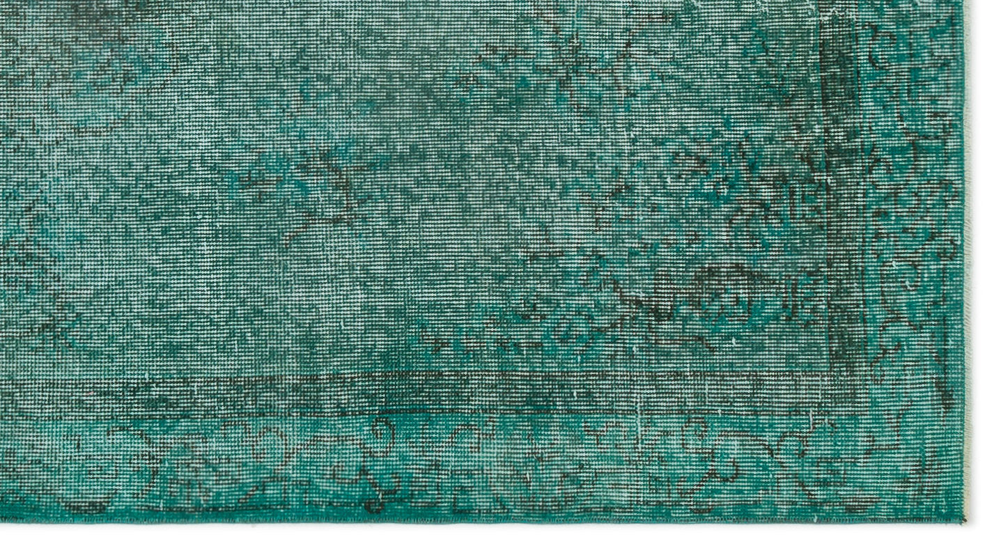 Turquoise Over Dyed Vintage Rug 3'9'' x 6'9'' ft 115 x 205 cm