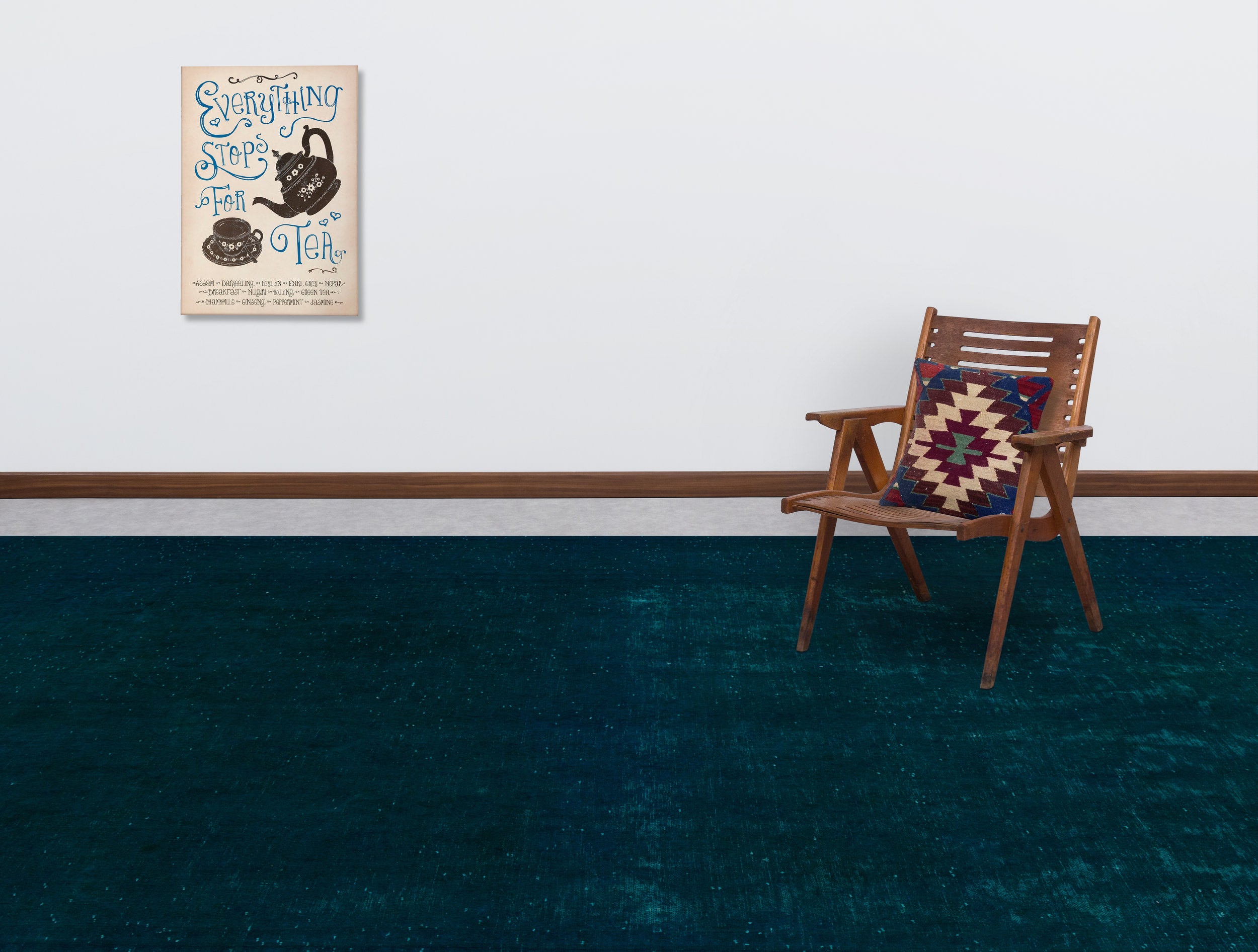 Turquoise Over Dyed Vintage XLarge Rug 9'1'' x 12'2'' ft 277 x 370 cm