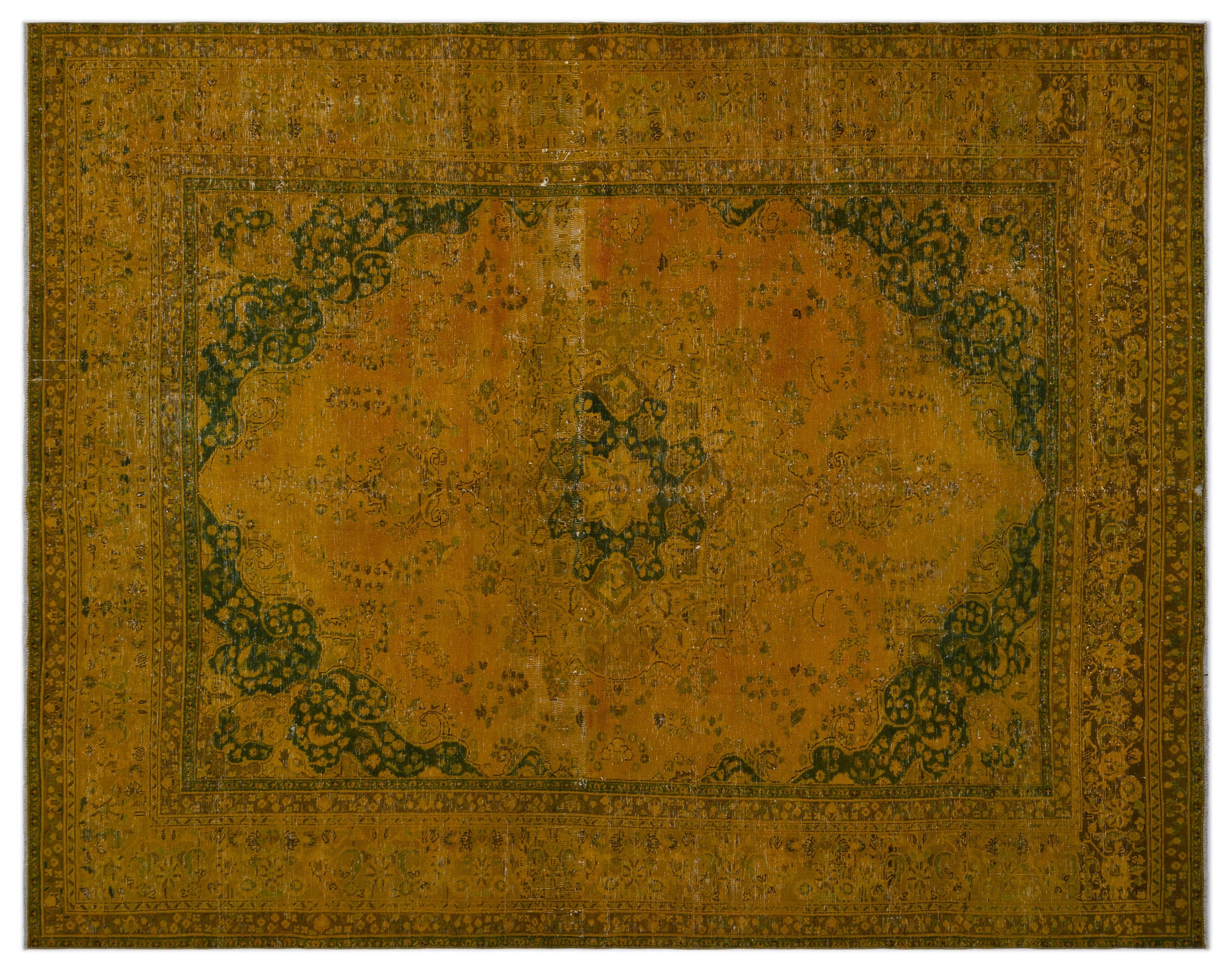 Yellow Over Dyed Vintage XLarge Rug 9'9'' x 12'6'' ft 297 x 381 cm