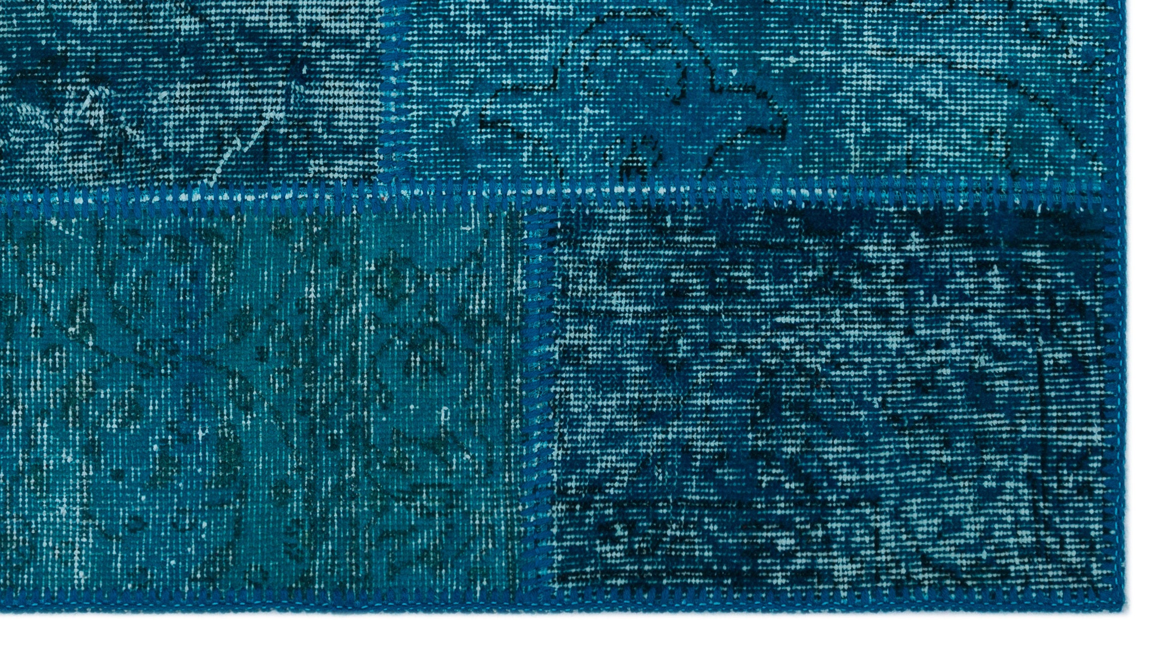 Turquoise Over Dyed Patchwork Unique Rug 2'7'' x 4'11'' ft 80 x 150 cm