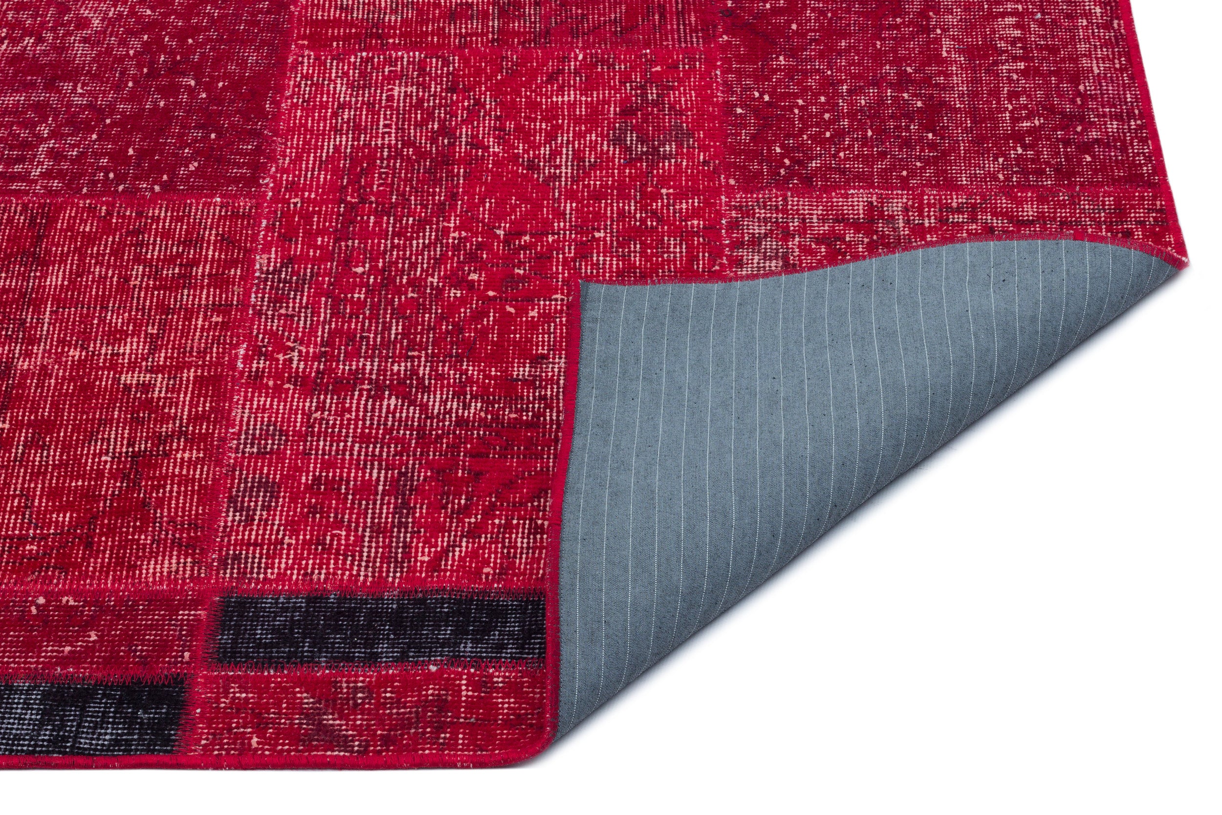 Red Over Dyed Patchwork Unique Rug 5'3'' x 7'7'' ft 160 x 230 cm