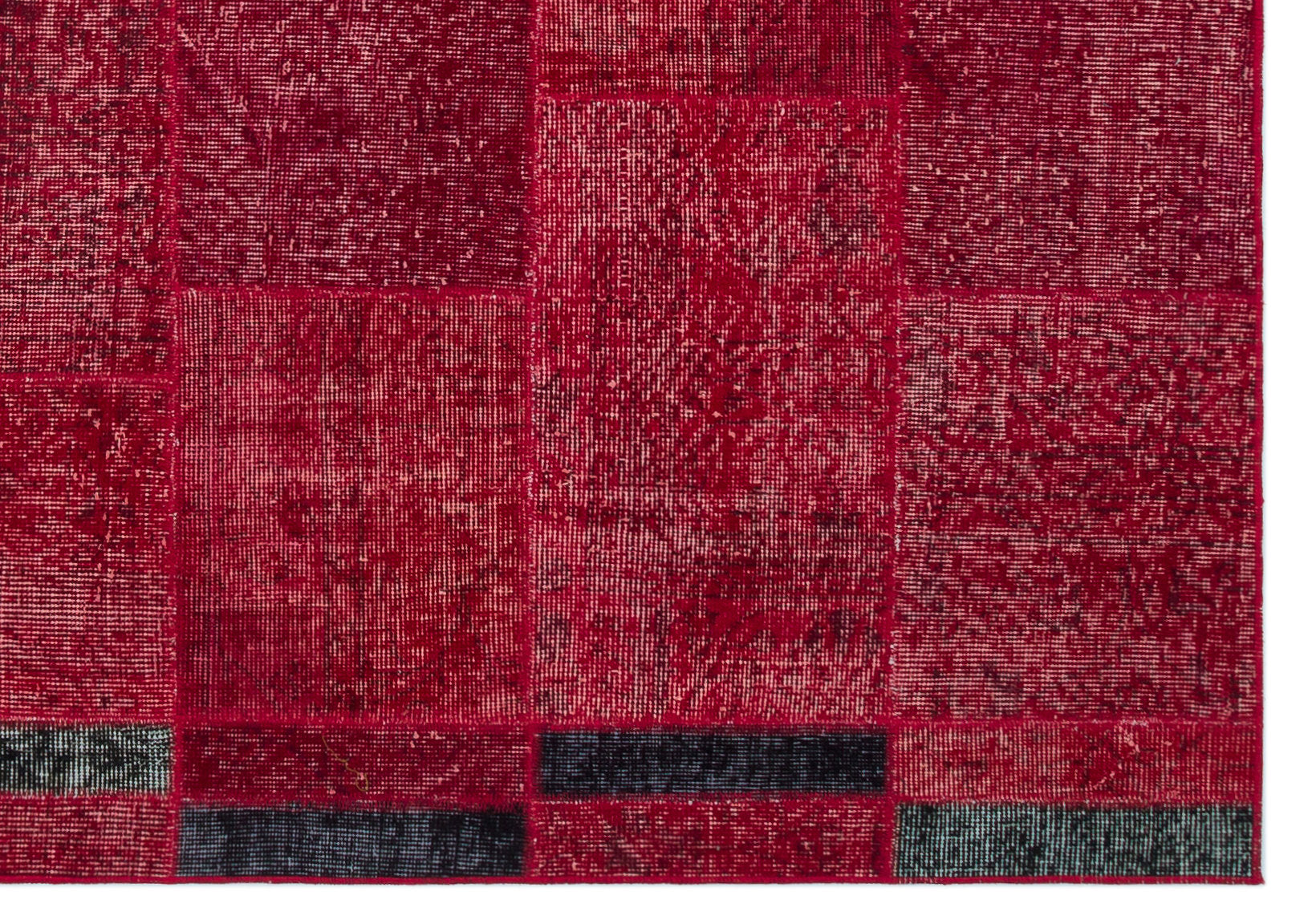 Red Over Dyed Patchwork Unique Rug 5'3'' x 7'7'' ft 160 x 230 cm