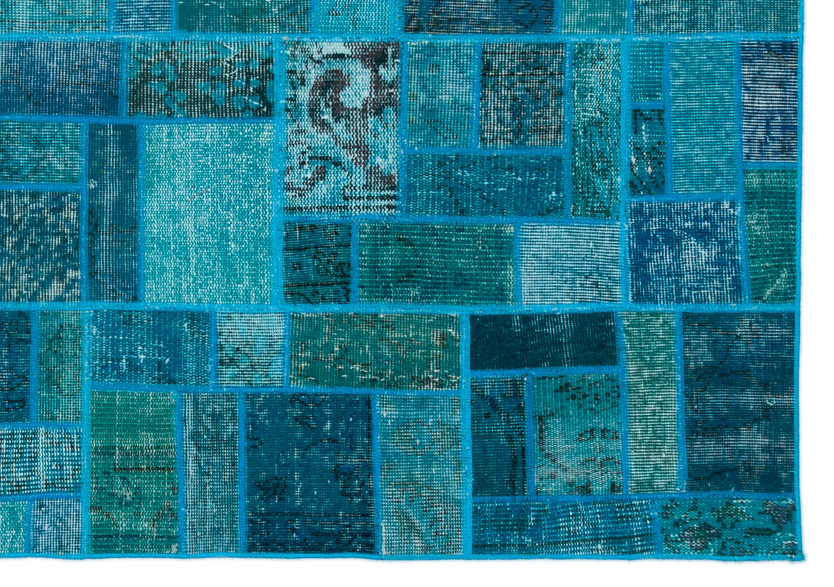 Turquoise Over Dyed Patchwork Unique Rug 5'3'' x 7'7'' ft 160 x 230 cm