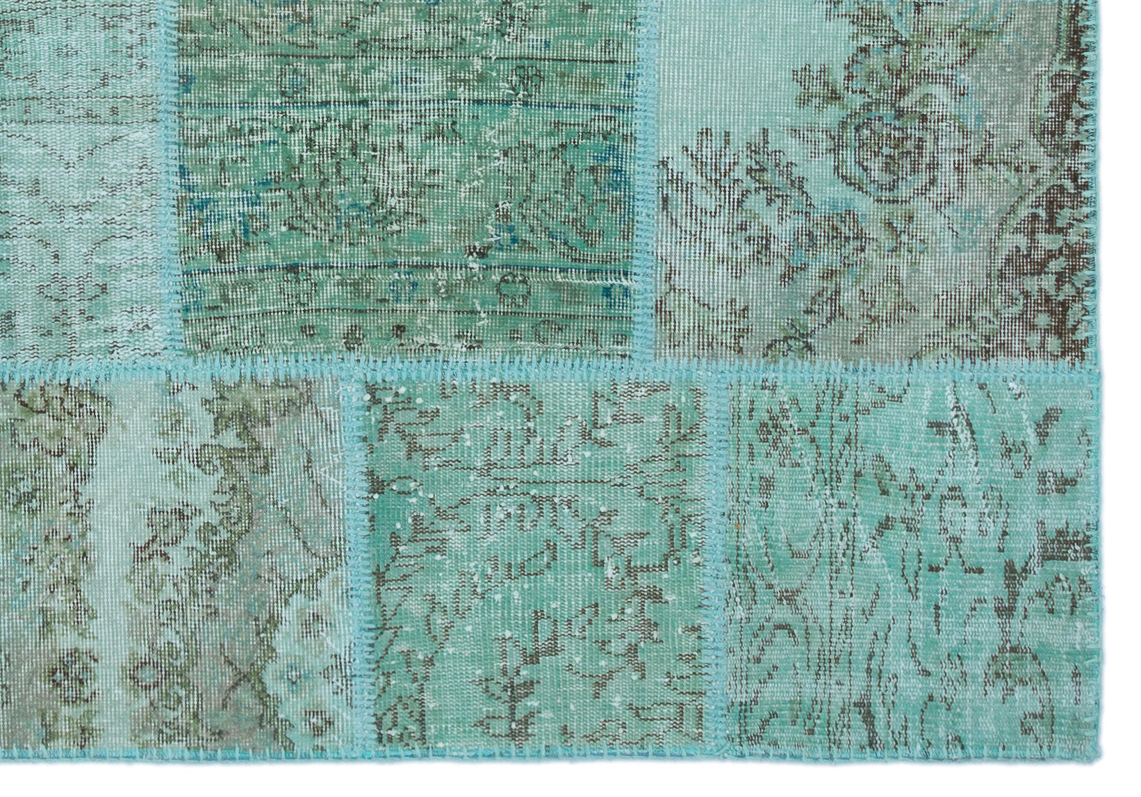 Turquoise Over Dyed Patchwork Unique Rug 5'3'' x 7'7'' ft 160 x 230 cm