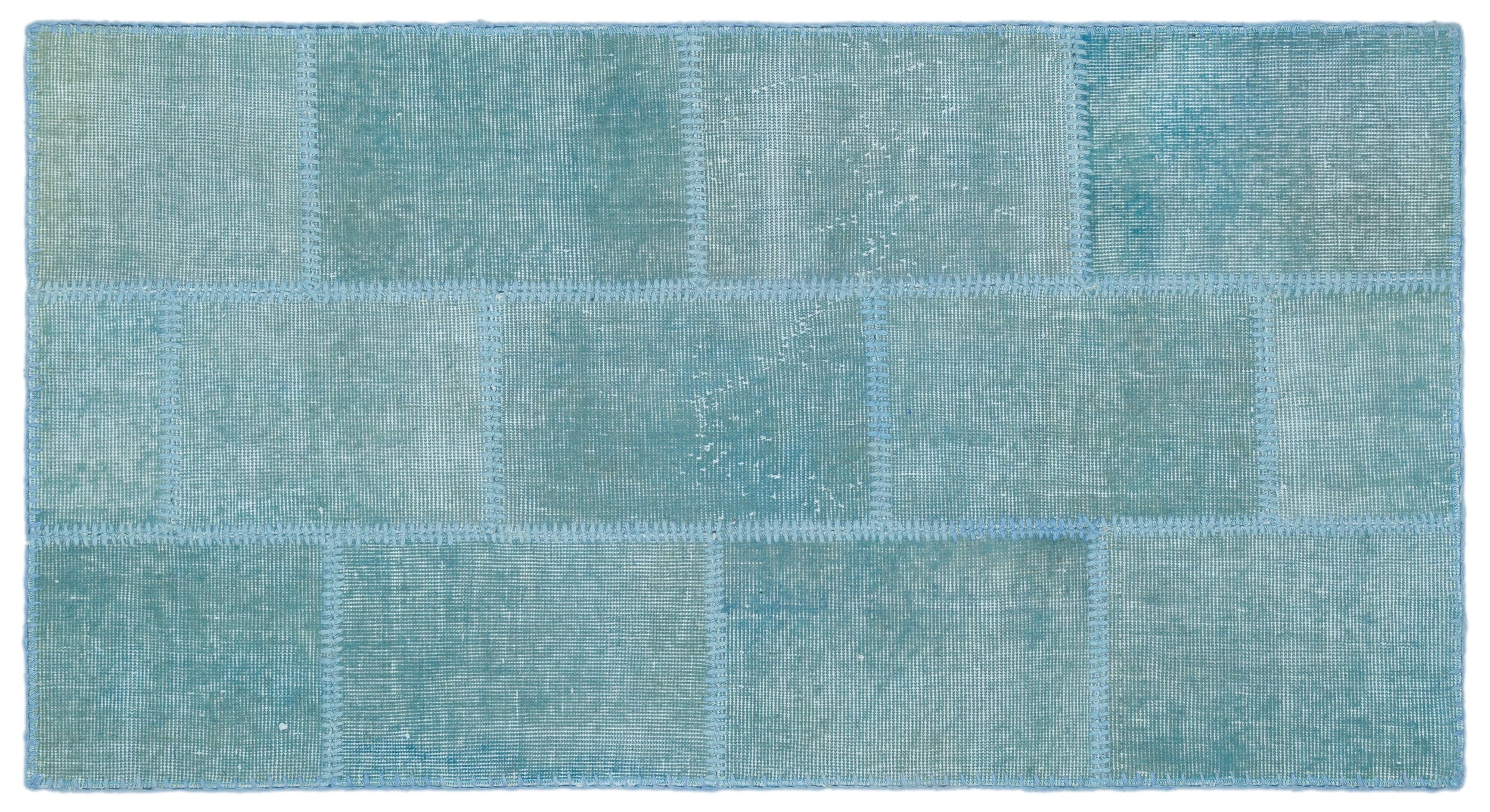 Blue Over Dyed Patchwork Unique Rug 2'7'' x 4'11'' ft 80 x 150 cm