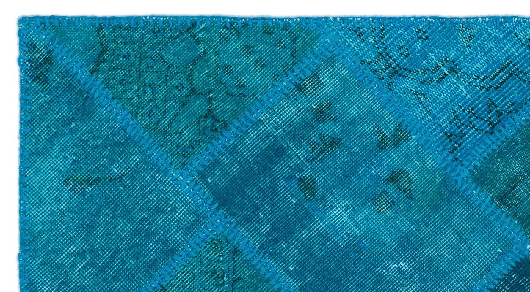 Turquoise Over Dyed Patchwork Unique Rug 2'7'' x 4'11'' ft 80 x 150 cm