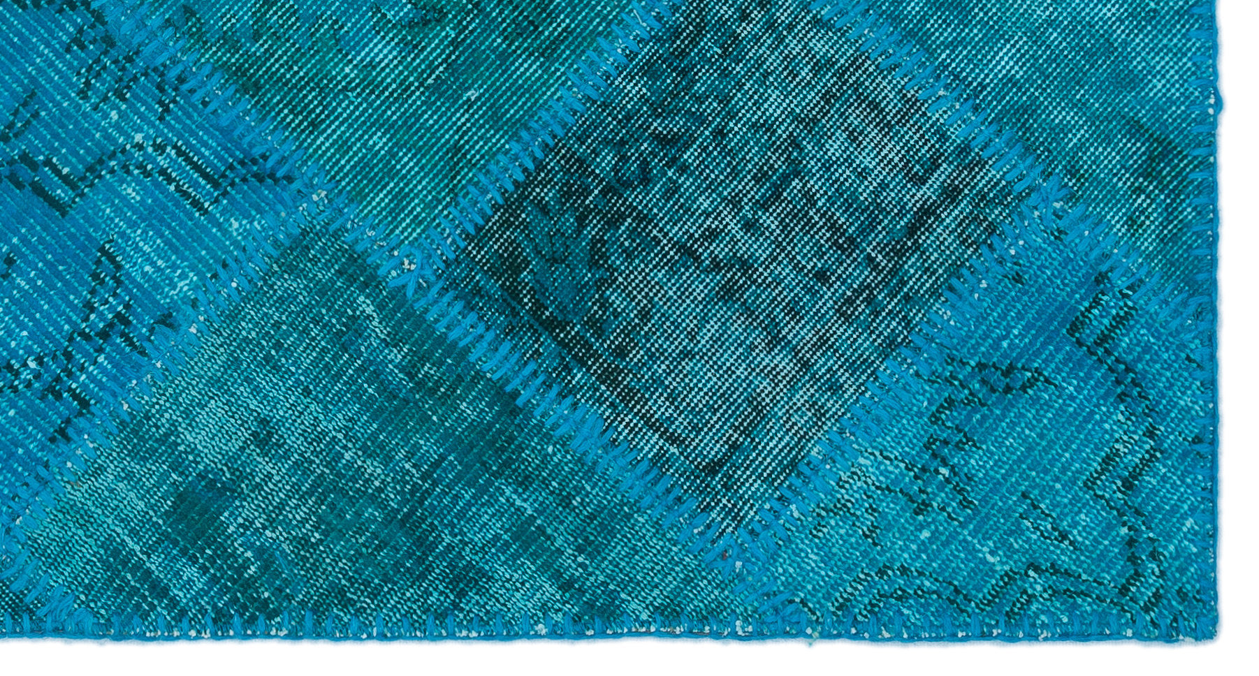Turquoise Over Dyed Patchwork Unique Rug 2'7'' x 4'11'' ft 80 x 150 cm