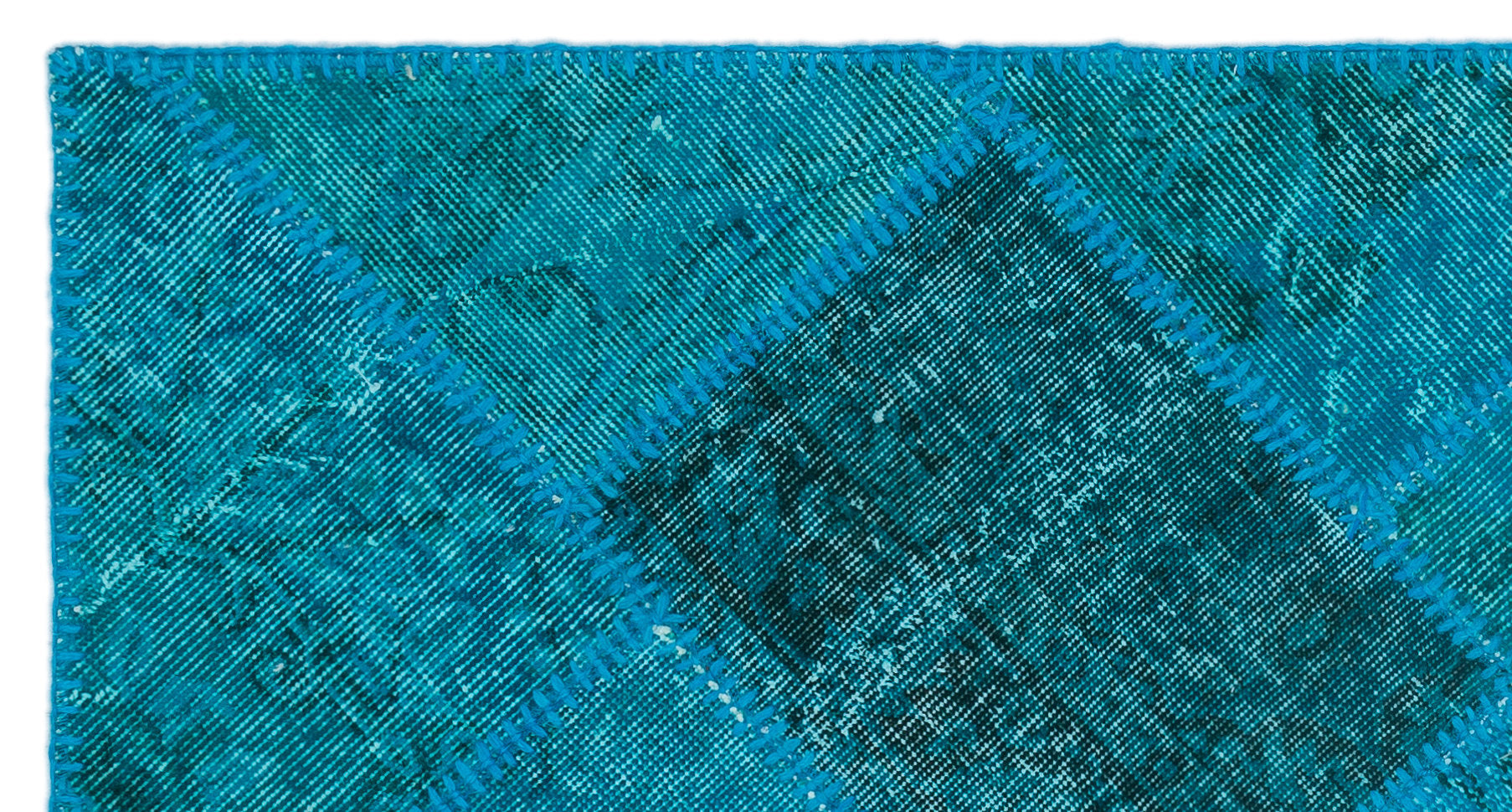 Turquoise Over Dyed Patchwork Unique Rug 2'7'' x 4'11'' ft 80 x 150 cm