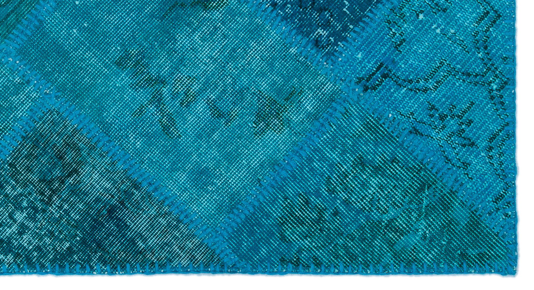 Turquoise Over Dyed Patchwork Unique Rug 2'7'' x 4'11'' ft 80 x 150 cm