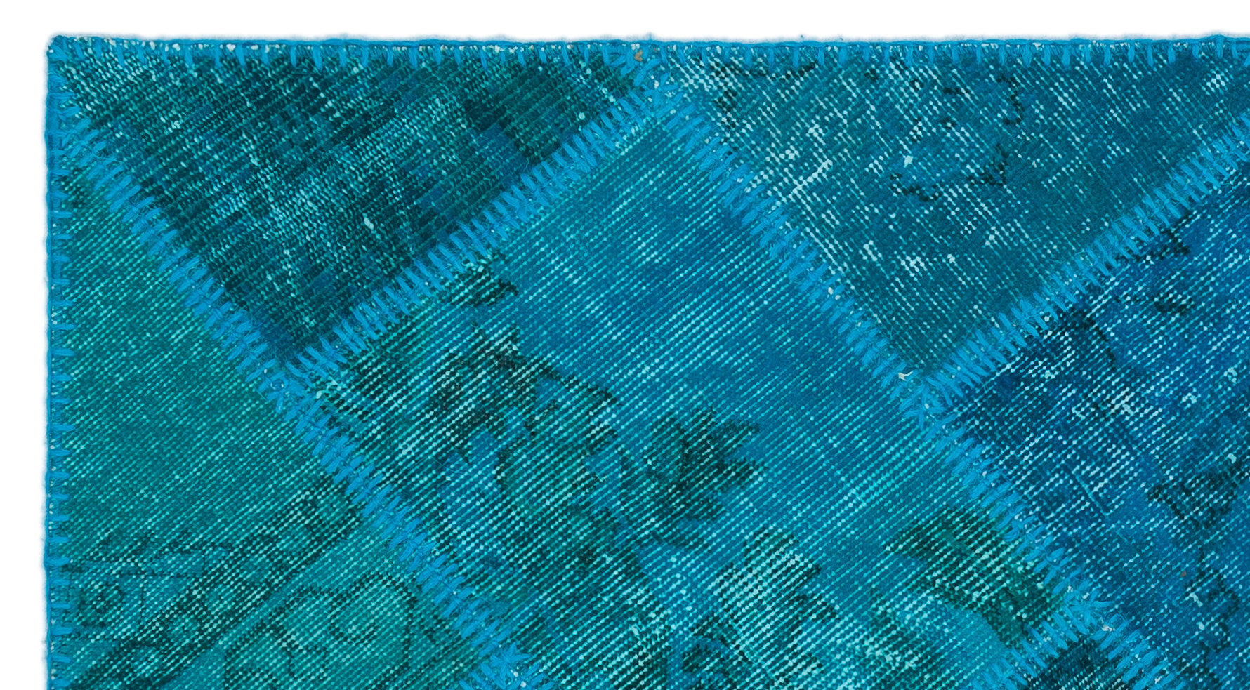 Turquoise Over Dyed Patchwork Unique Rug 2'7'' x 4'11'' ft 80 x 150 cm