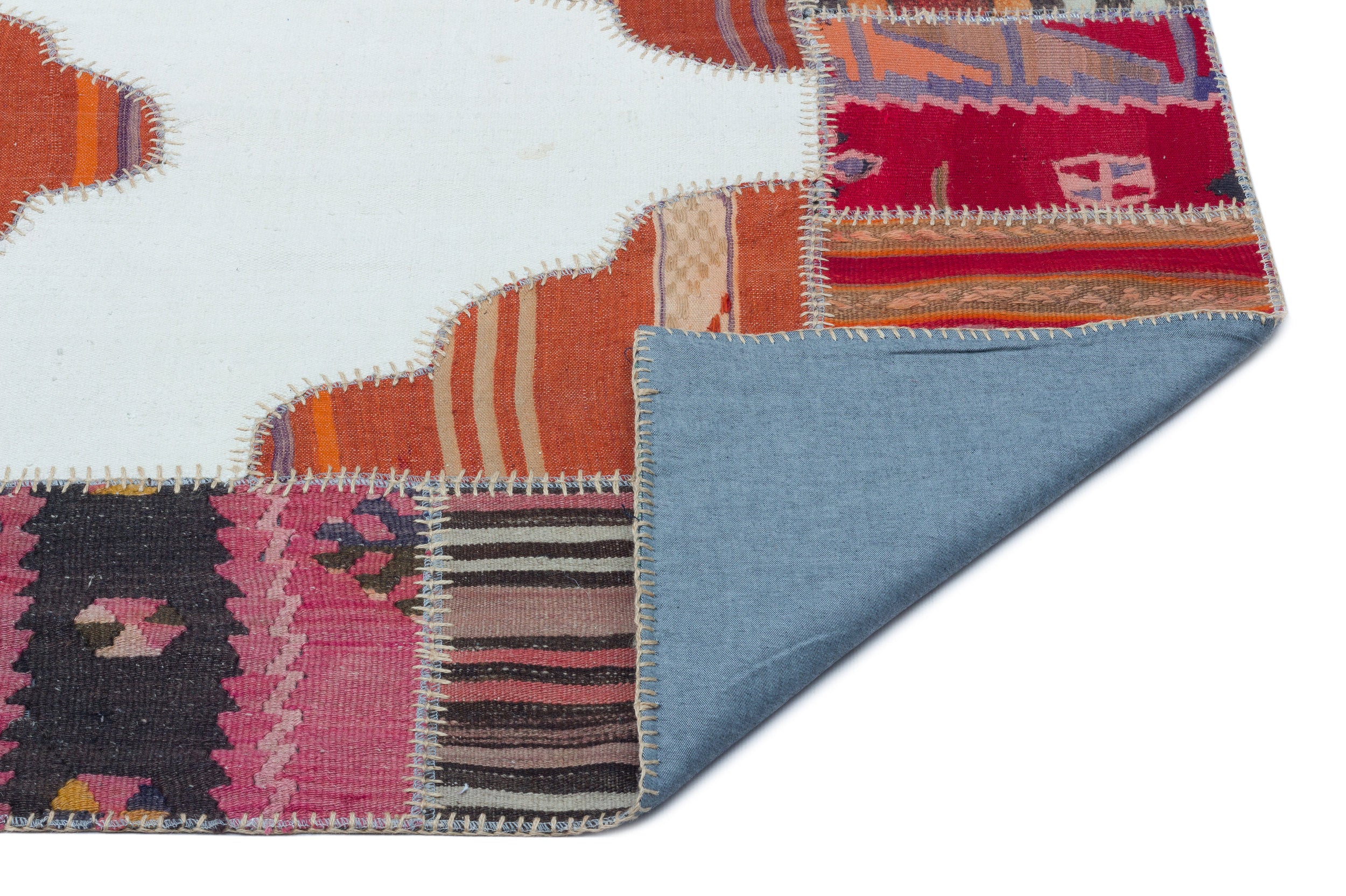 Naturel Over Dyed Kilim Patchwork Unique Rug 4'3'' x 6'5'' ft 130 x 196 cm