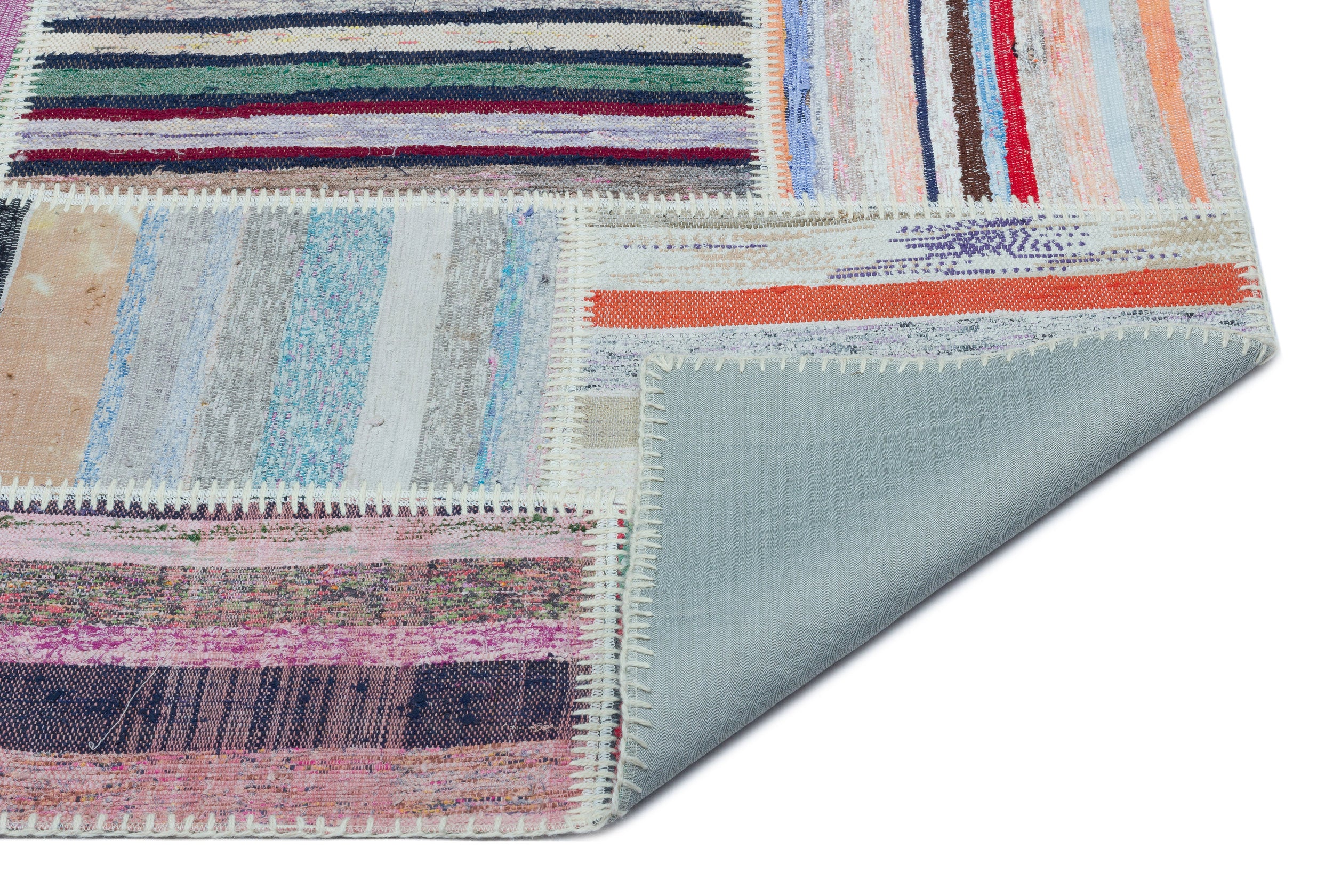 Striped Over Dyed Kilim Patchwork Unique Rug 3'11'' x 5'11'' ft 120 x 180 cm