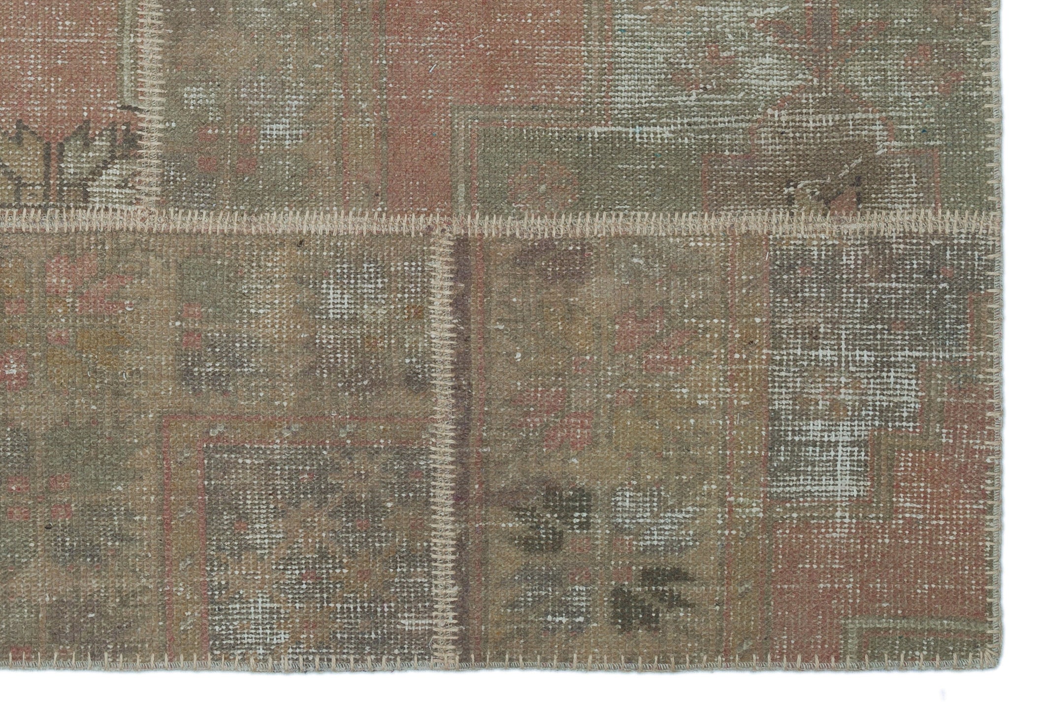 Beige Over Dyed Patchwork Unique Rug 3'11'' x 5'11'' ft 120 x 180 cm