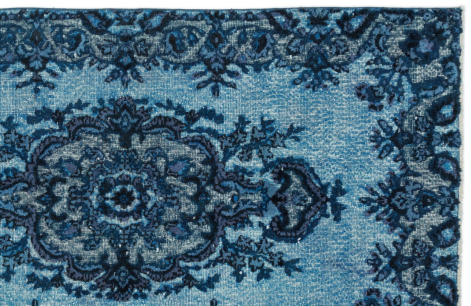 Turquoise Over Dyed Carved Rug 3'11'' x 6'9'' ft 120 x 205 cm