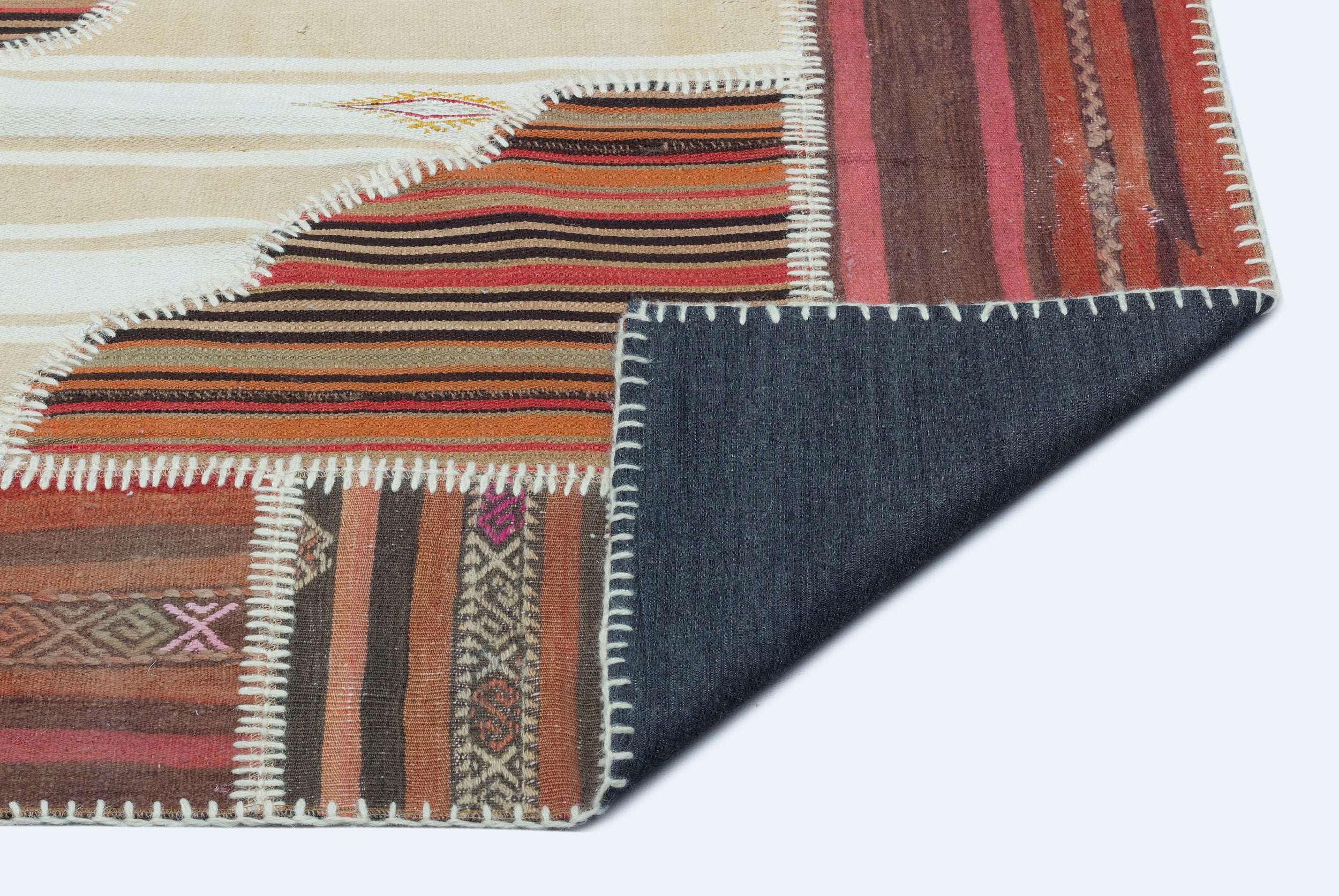 Naturel Over Dyed Kilim Patchwork Unique Rug 5'3'' x 7'6'' ft 160 x 228 cm
