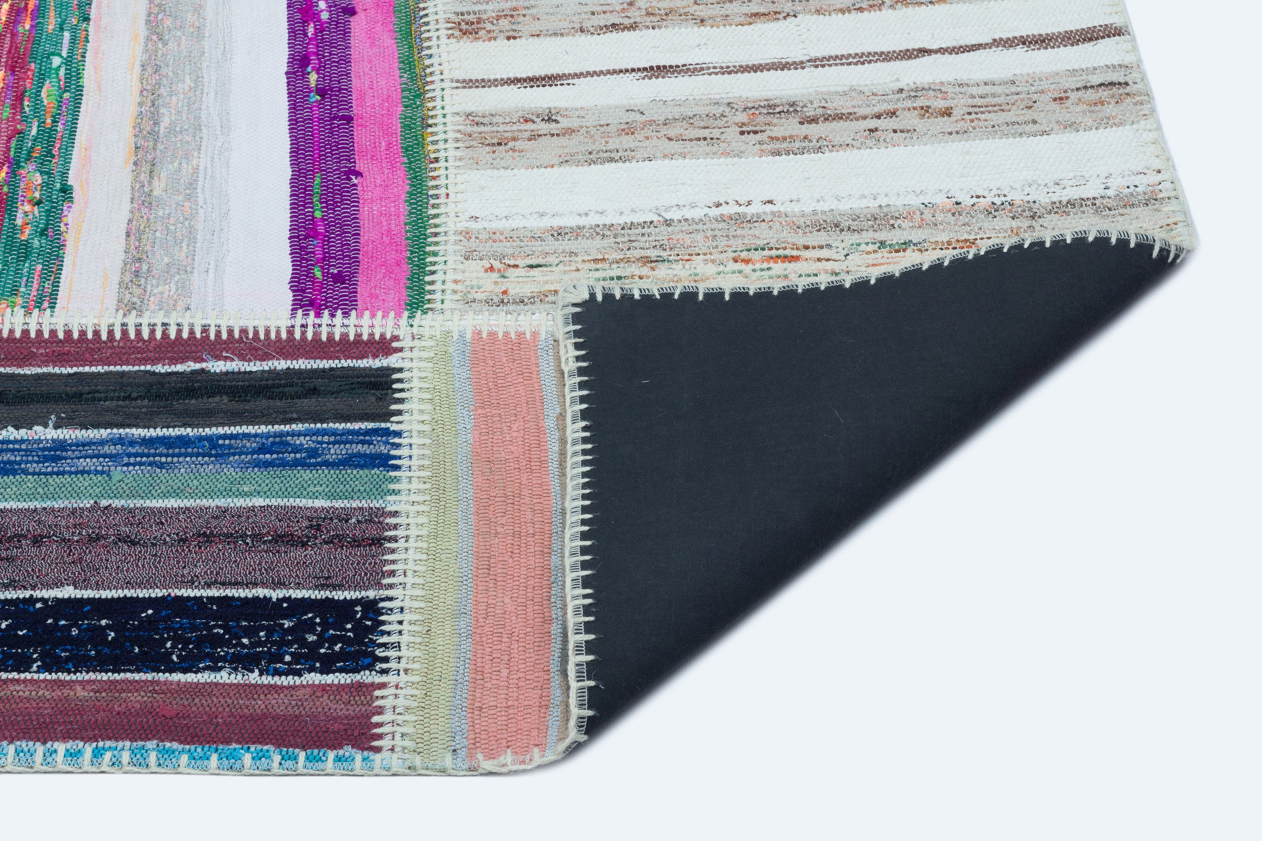 Striped Over Dyed Kilim Patchwork Unique Rug 5'3'' x 7'3'' ft 160 x 222 cm